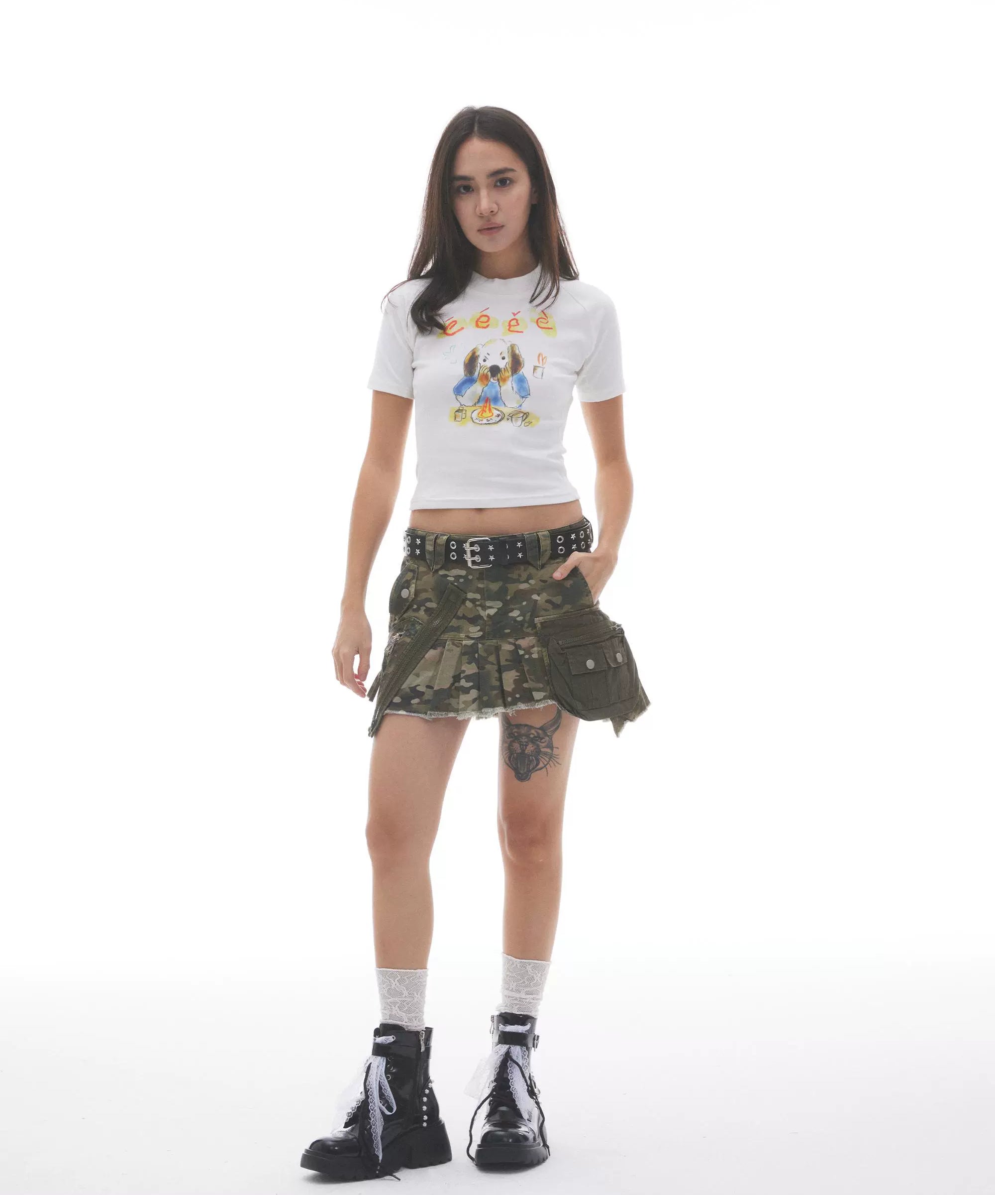 “生日快乐！”| eeee多巴胺风格手绘小狗短款T恤辣妹内搭短袖夏