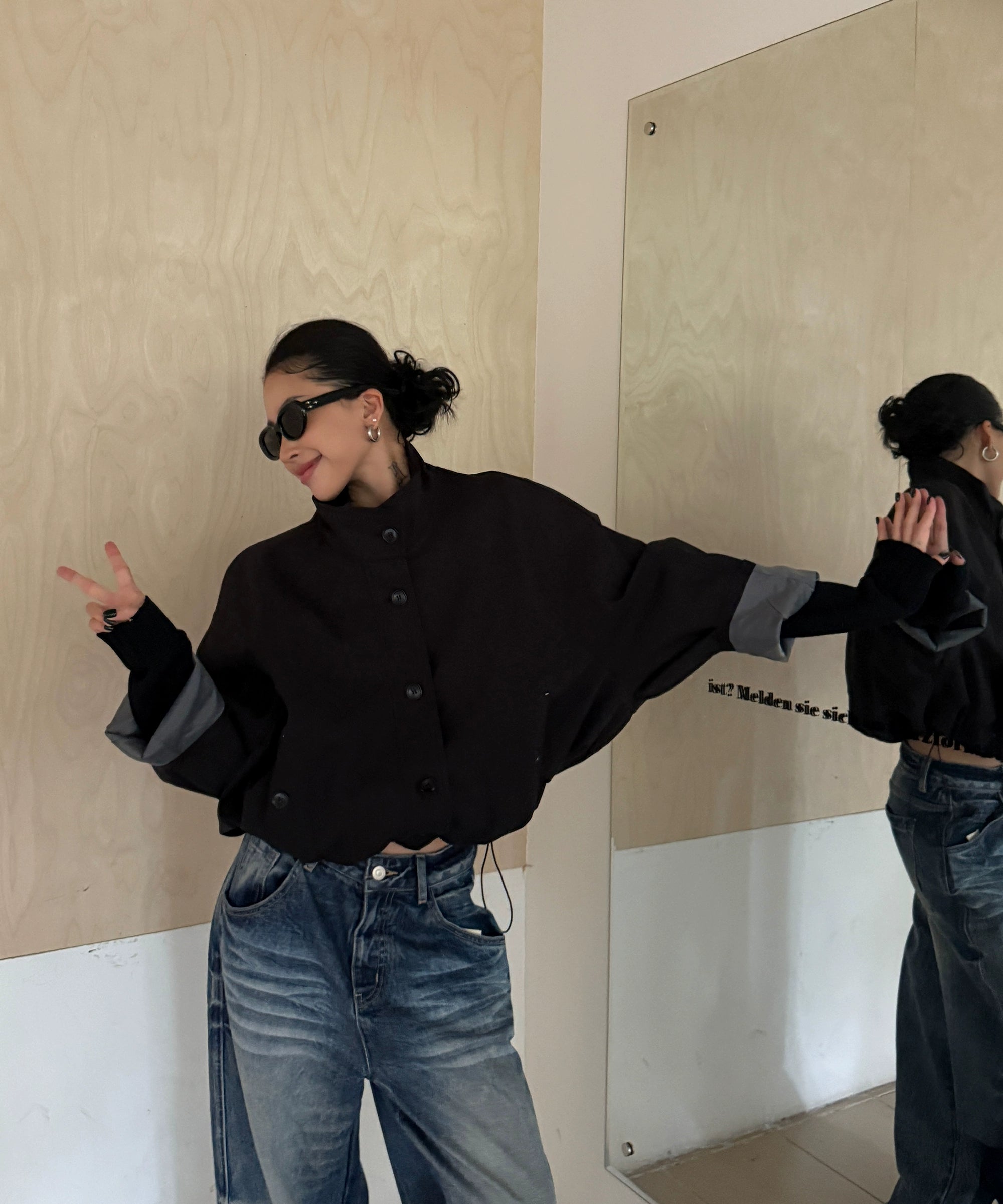 野生zero立领拼接风衣外套女秋季2025新款复古设计感宽松显瘦上衣