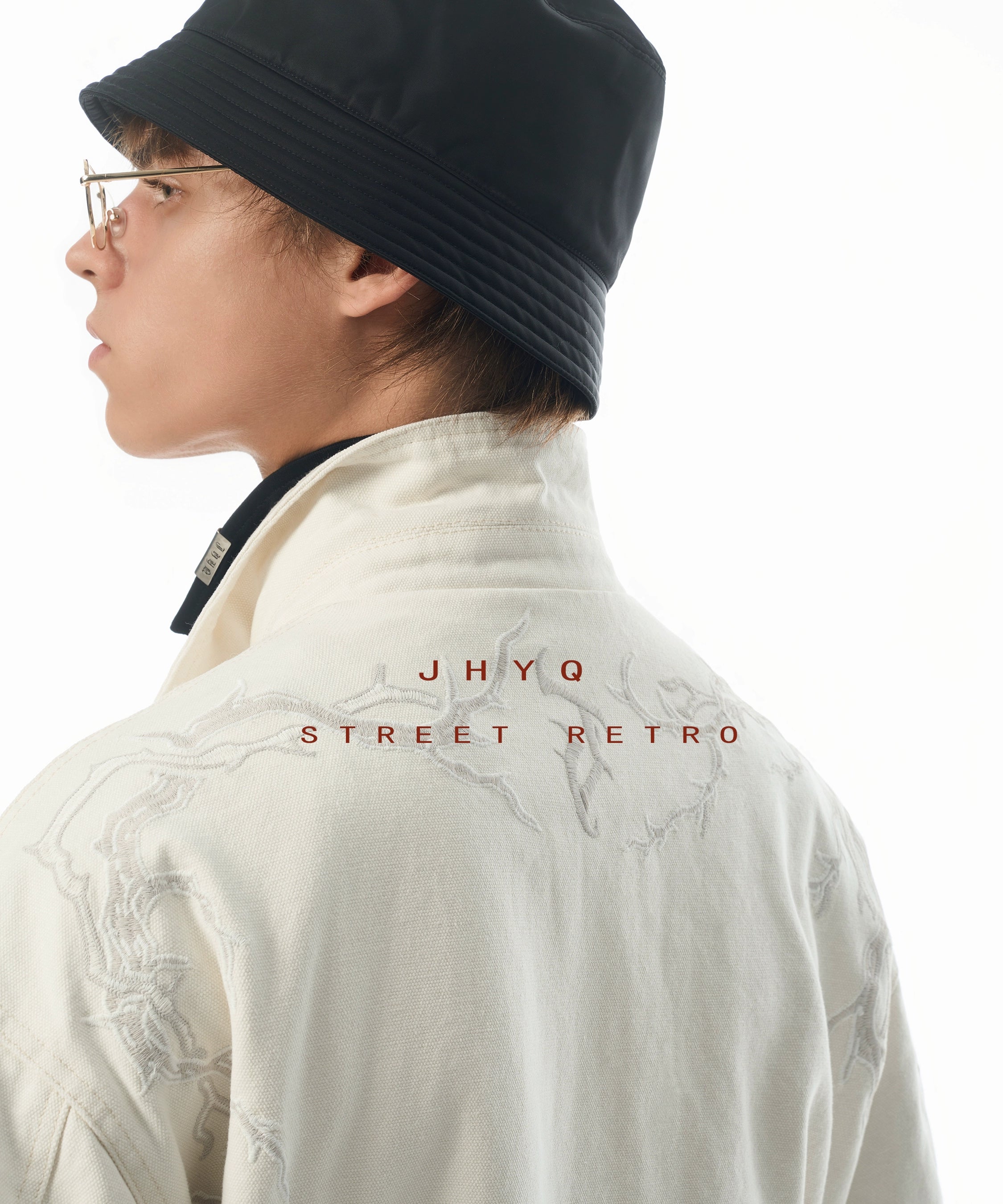 【丞磊同款】JHYQ荆棘新国风重磅机车夹克男潮牌荆棘绣棒球服外套