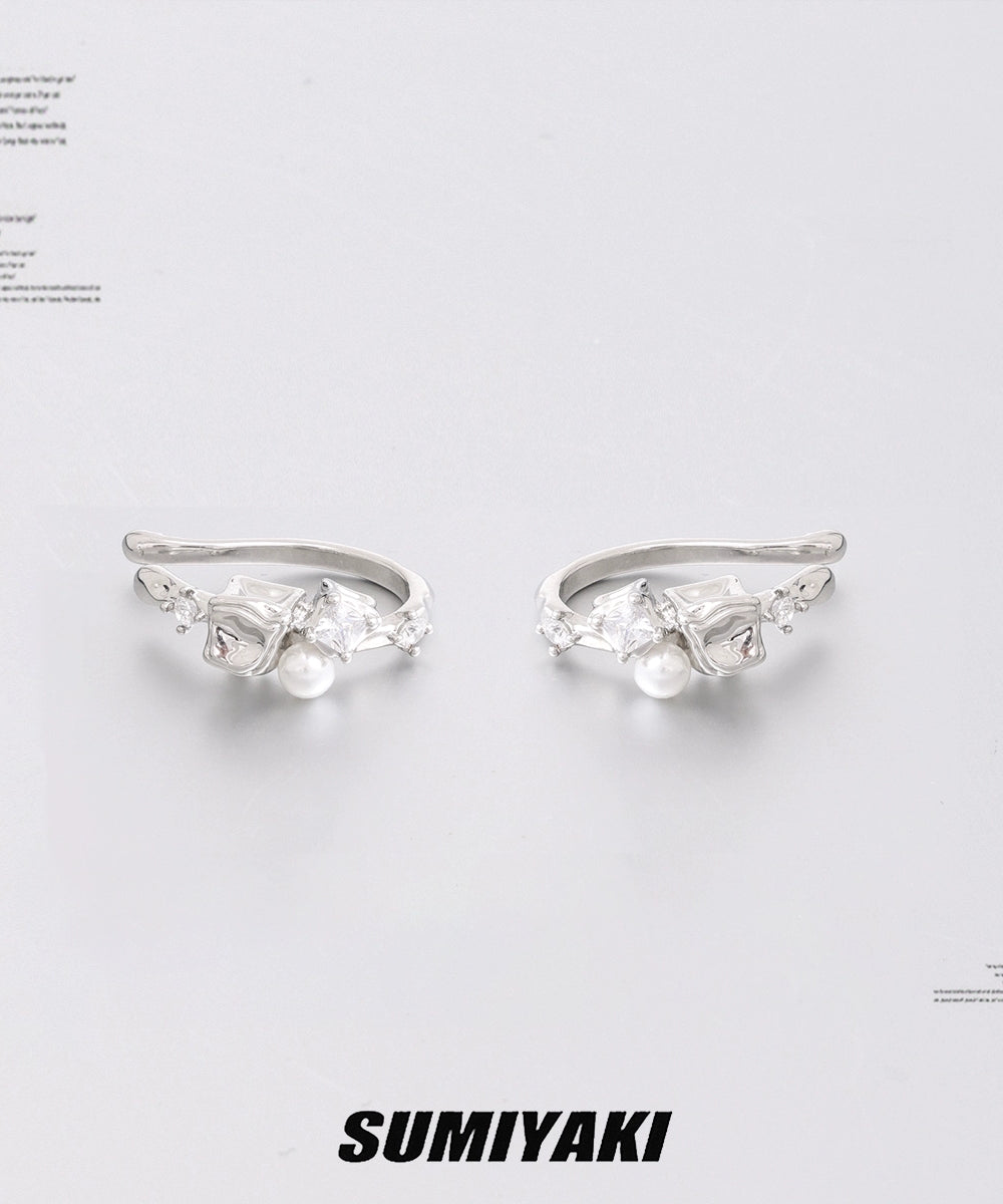 无耳洞星人冲！SUMIYAKI 熔岩方块系列ice冰块珍珠耳夹小众高级感