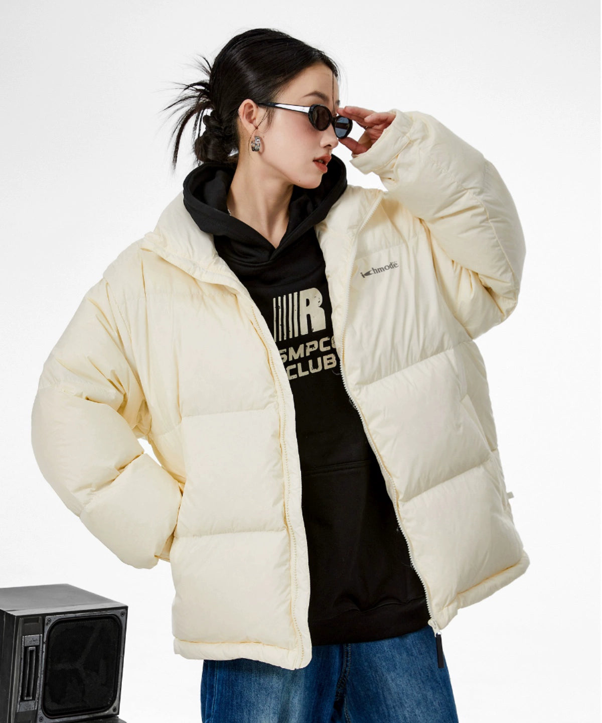 ICH MODE 美式复古90白鸭绒轻薄羽绒服女冬季2025新款宽松面包服