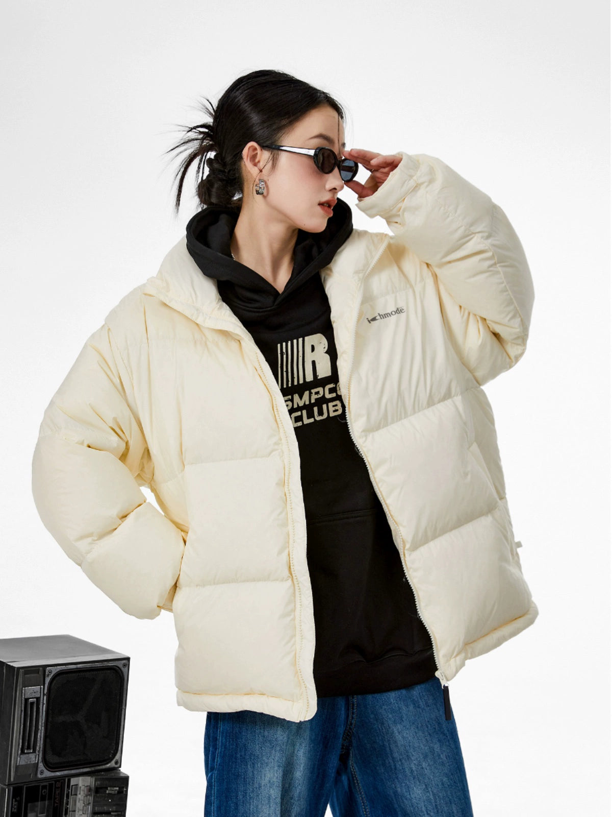 ICH MODE 美式复古90白鸭绒轻薄羽绒服女冬季2025新款宽松面包服