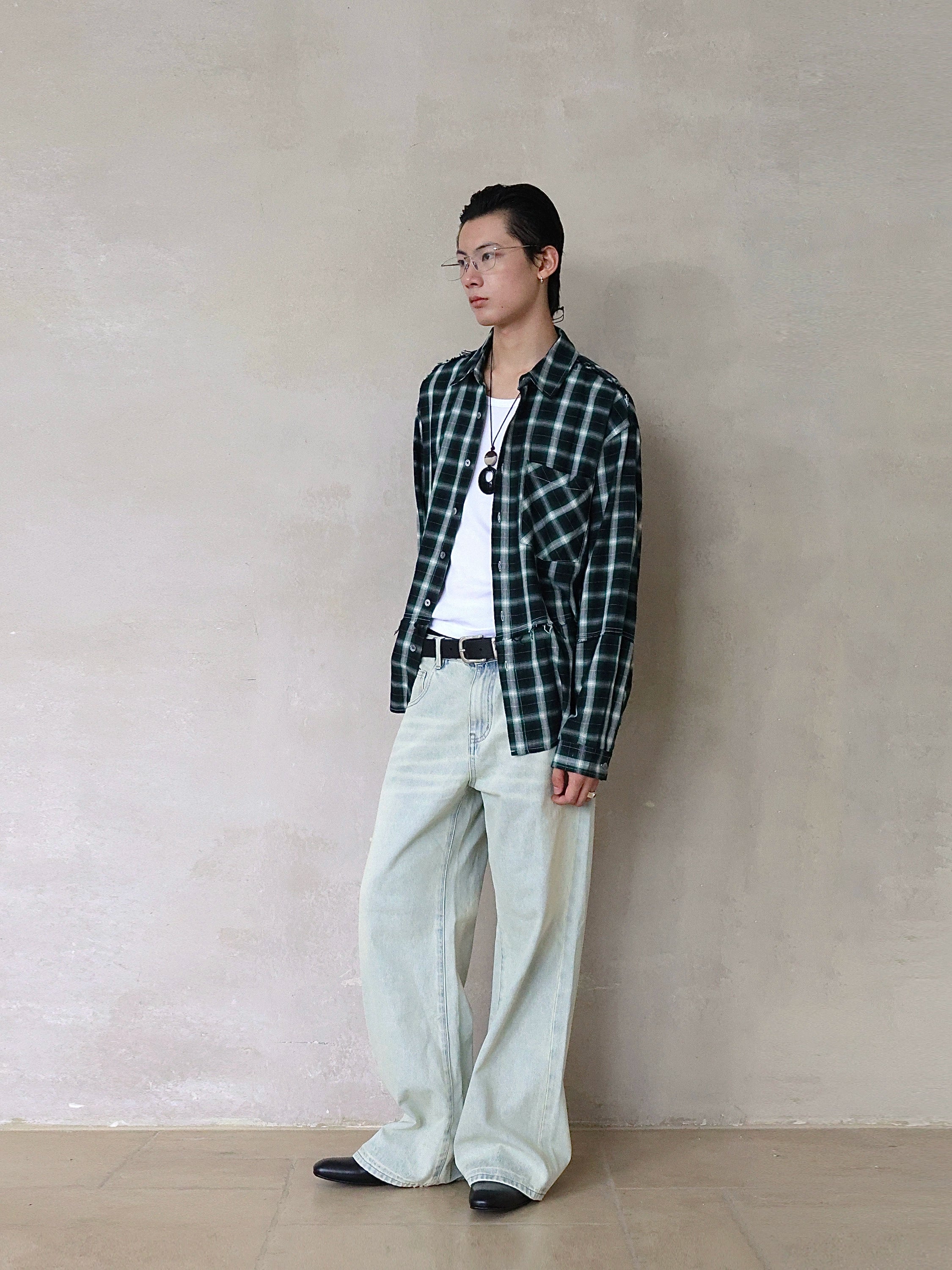 奶油白浅蓝A字型直筒牛仔裤日常通勤休闲百搭TERRAINCOGNITA25AW