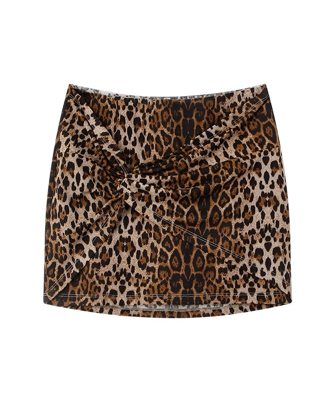 野生zero豹纹高腰半身裙女夏季设计感小众辣妹修身显瘦包臀短裙子