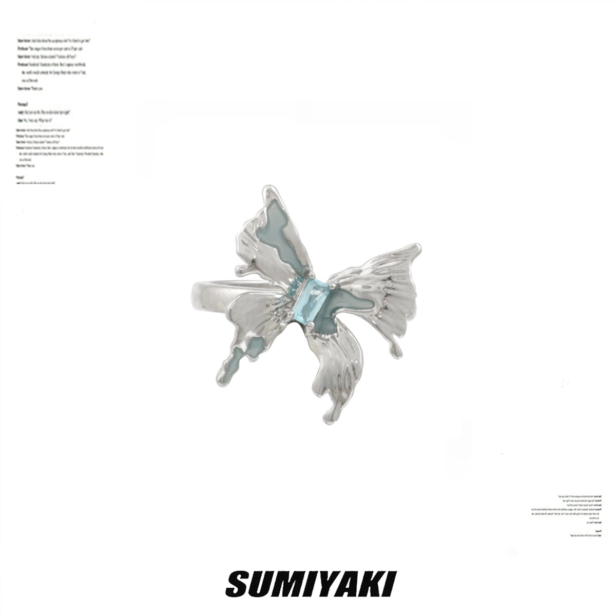 纯银蝴蝶回归！SUMIYAKI原创设计异度蝴蝶戒指 清透蓝色蝴蝶对戒