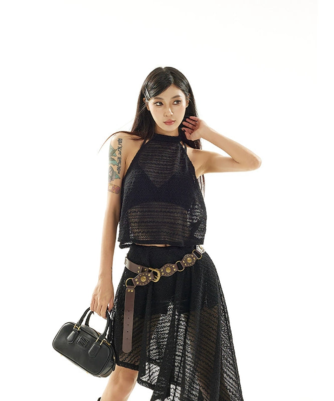 【5/20 20点原创新品9折】野生zero“雅致名媛”系带背心半裙套装