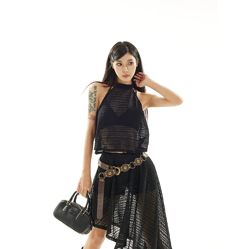 【5/20 20点原创新品9折】野生zero“雅致名媛”系带背心半裙套装