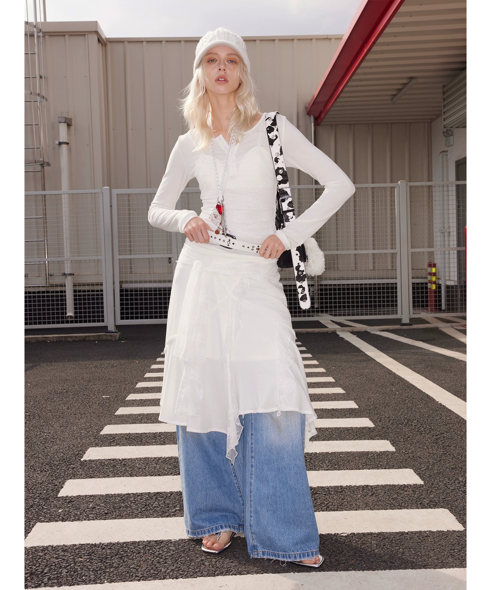 2th Desire原创设计蕾丝彩钻爱心朋克别针多戴法锁骨项链毛衣链