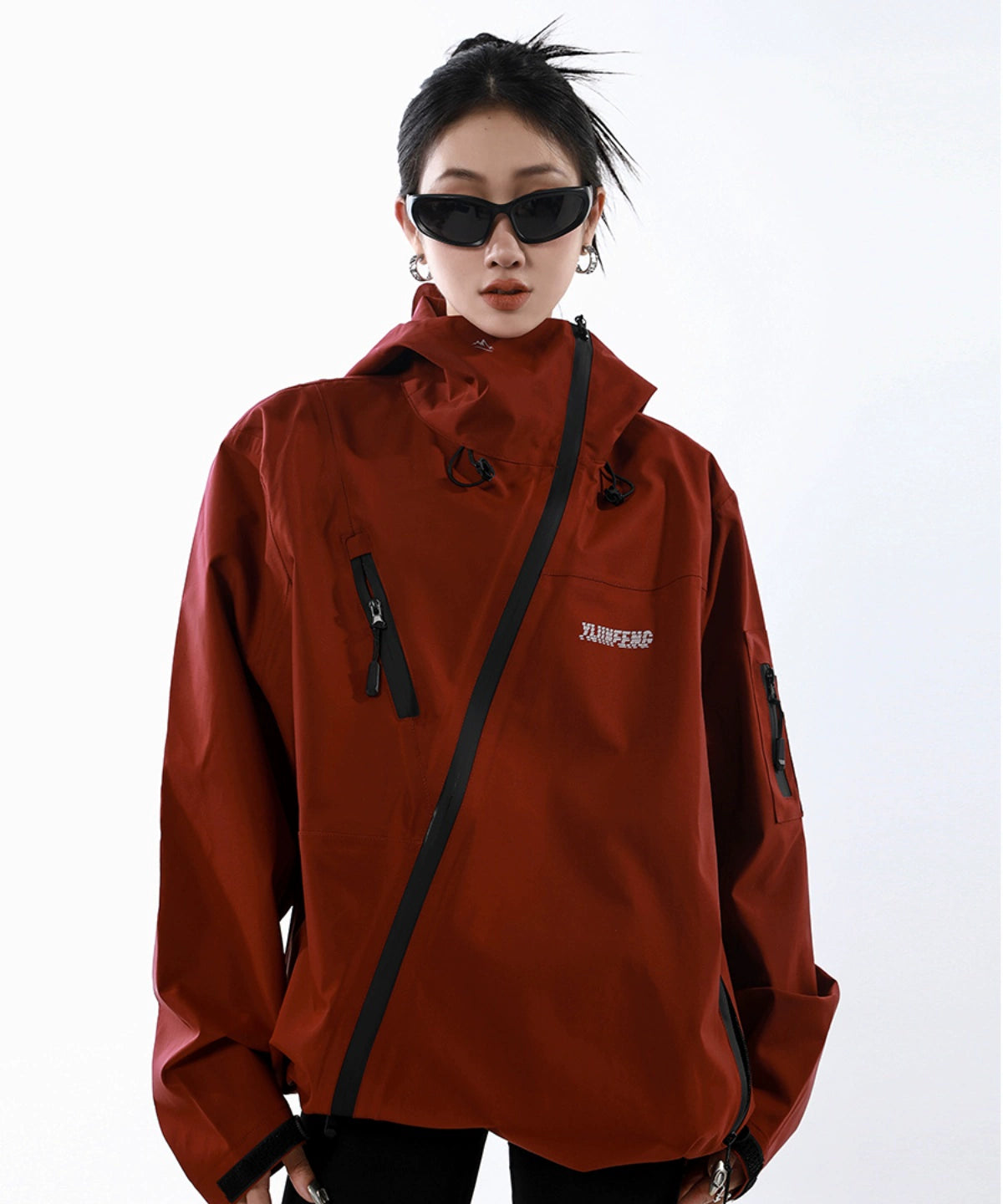 ICH MODE 斜拉链设计感小众户外机能风冲锋外套女百搭工装外套