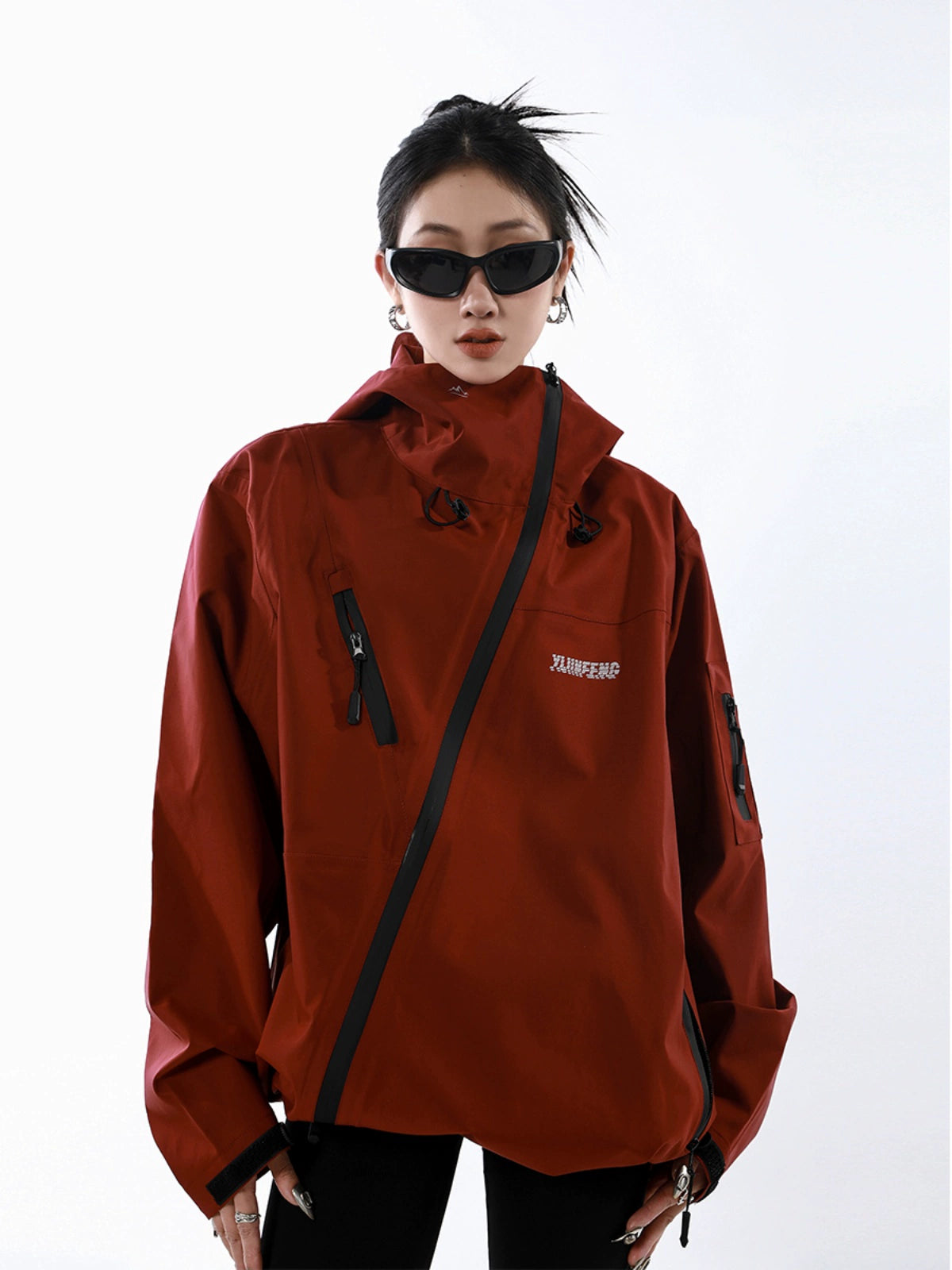ICH MODE 斜拉链设计感小众户外机能风冲锋外套女百搭工装外套