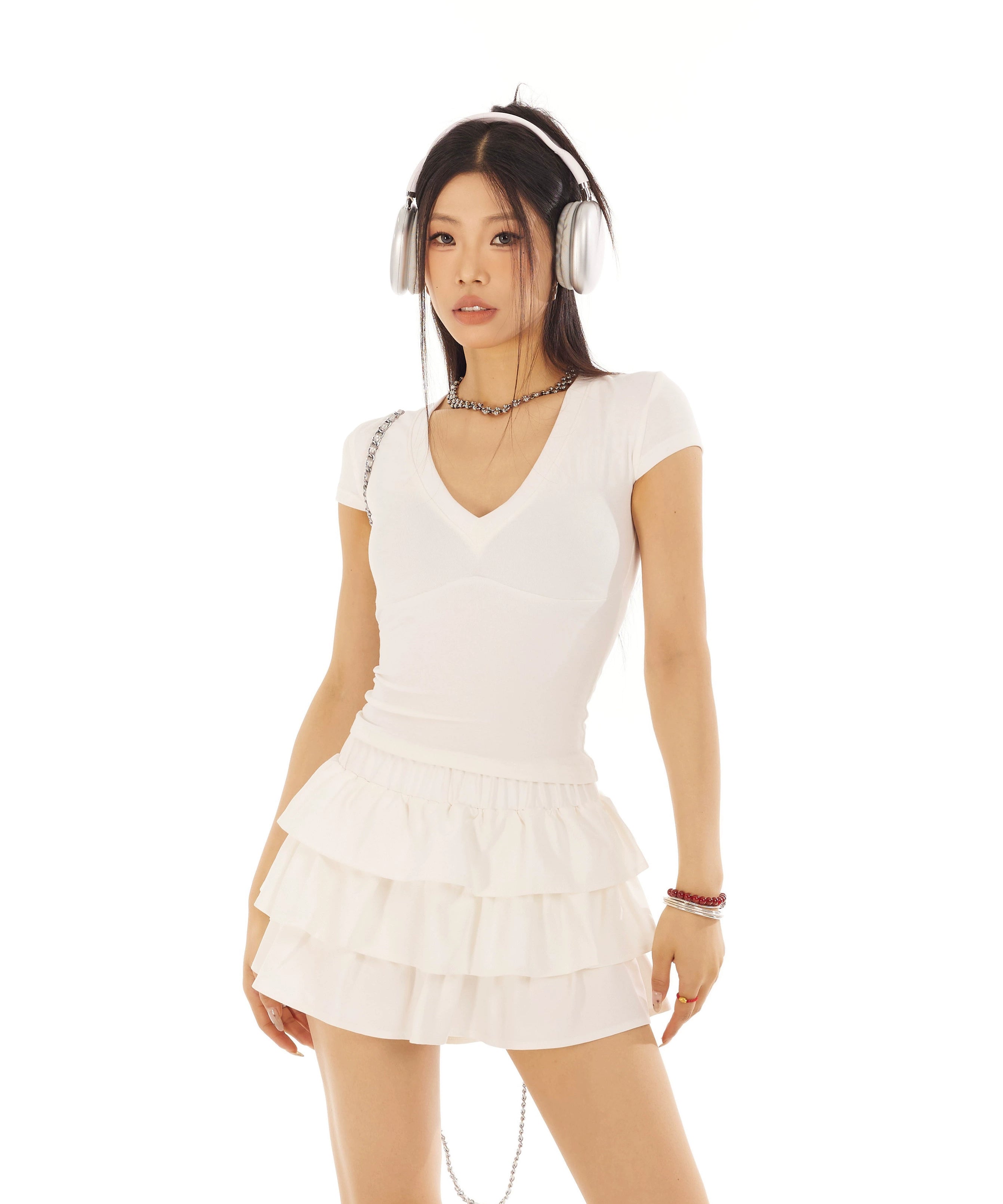 野生zerocircle 白黑红色半身裙女春夏辣妹小众a字显瘦蛋糕短裙子