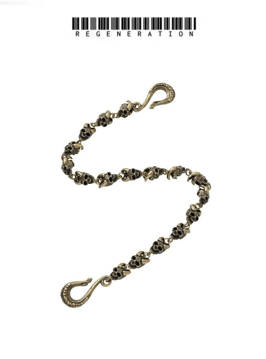 【Kaashpaige/Tana/李大奔同款】RGZ恶走族山羊角骷髅Goats裤链