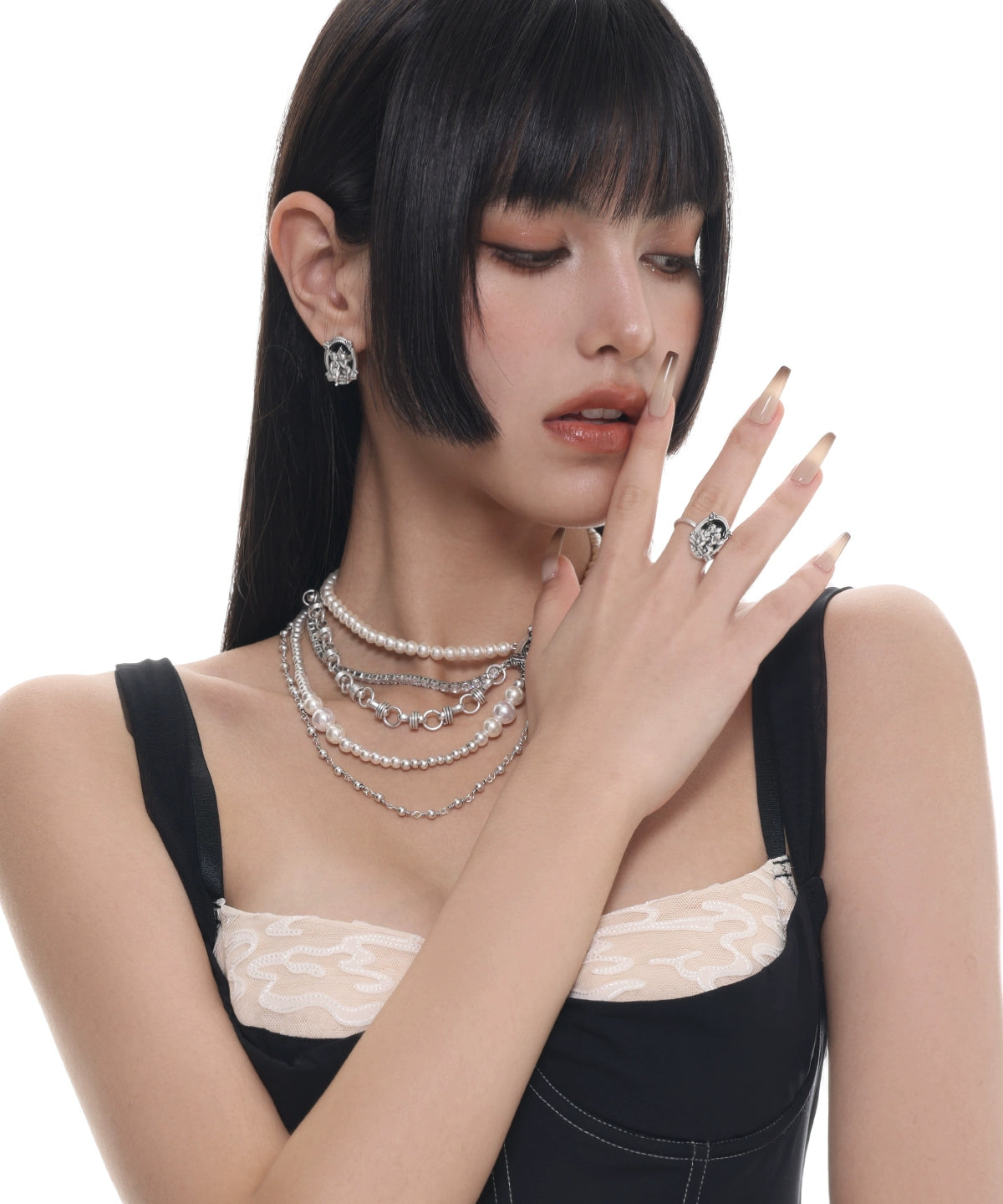 【金靖同款】SUMIYAKI复古美式多层珍珠项链叠戴小众颈链明星同款