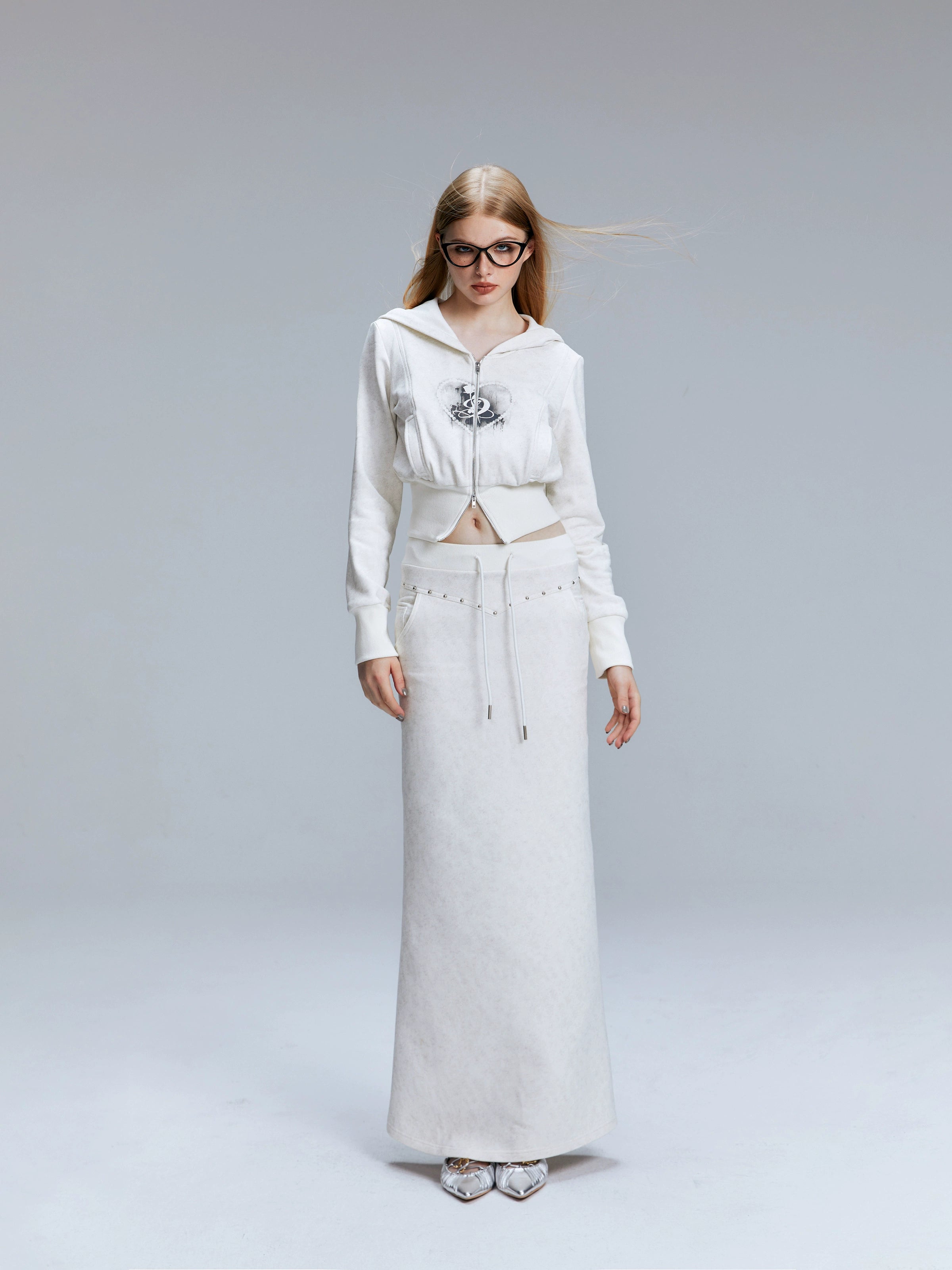 2th Desire原创印花修身街头短款卫衣开衫女长袖辣妹连帽拉链上衣