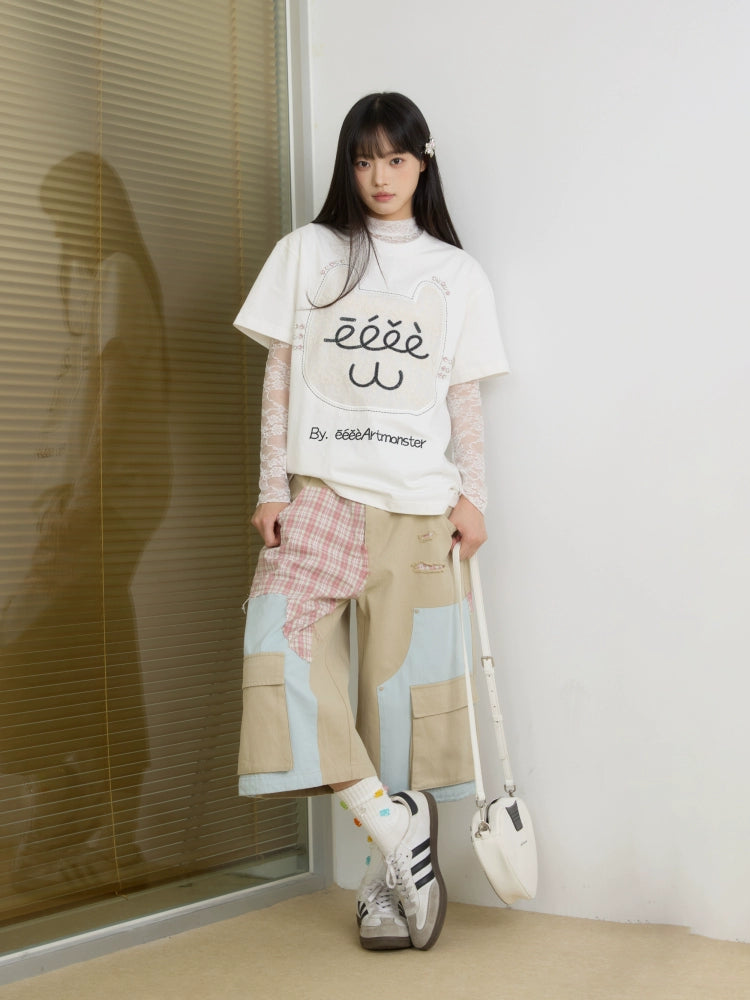 “芭蕾猫咪”｜eeee原创设计感蕾丝贴布绣T恤搞怪钻石猫咪短袖夏