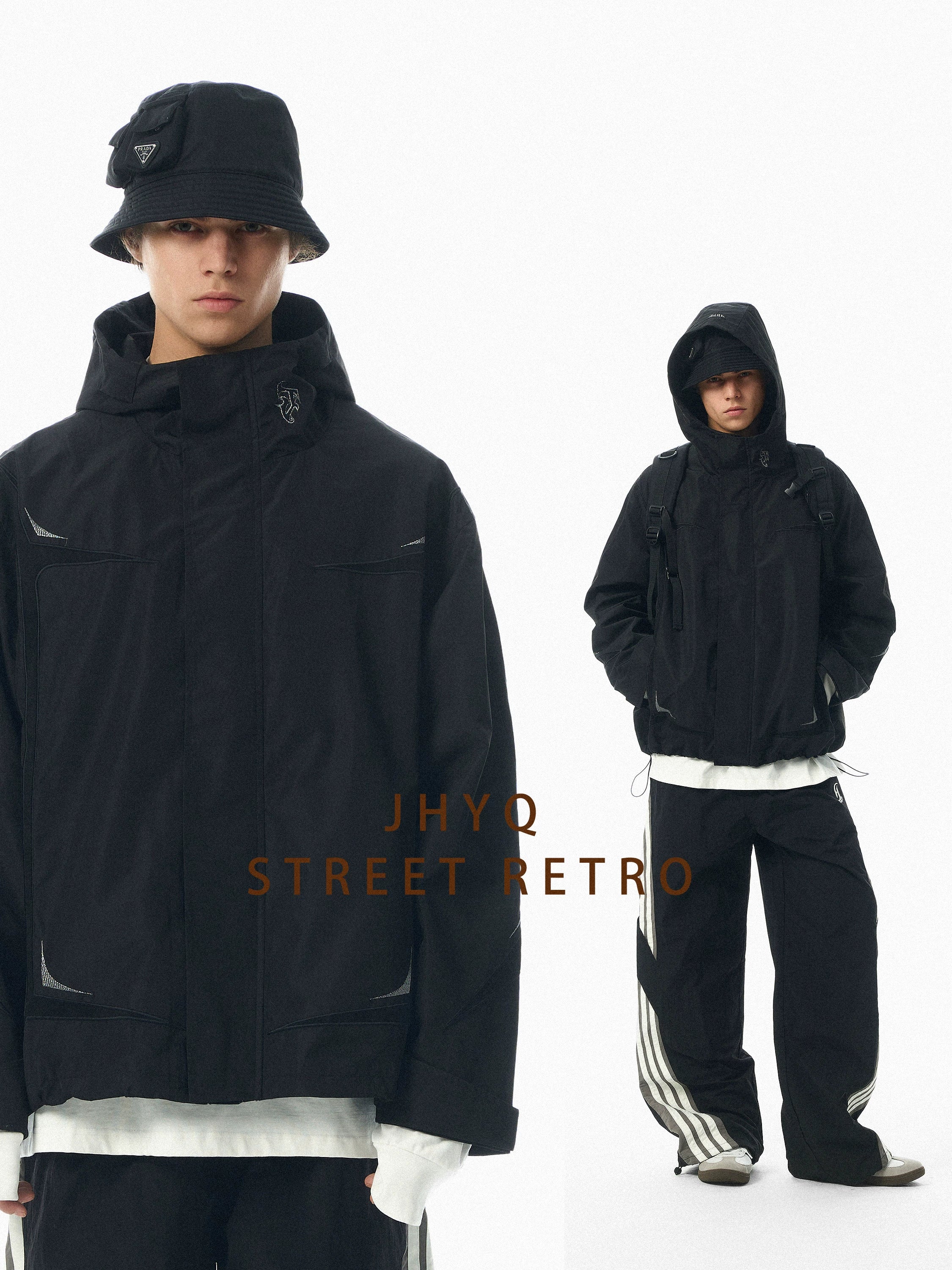 【檀健次同款】JHYQ户外连帽冲锋夹克衣服男宽松三防面料登山外套