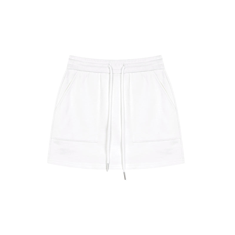 野生zero休闲套装裙女夏季黑色宽松v领无袖背心松紧腰a字半身裙子