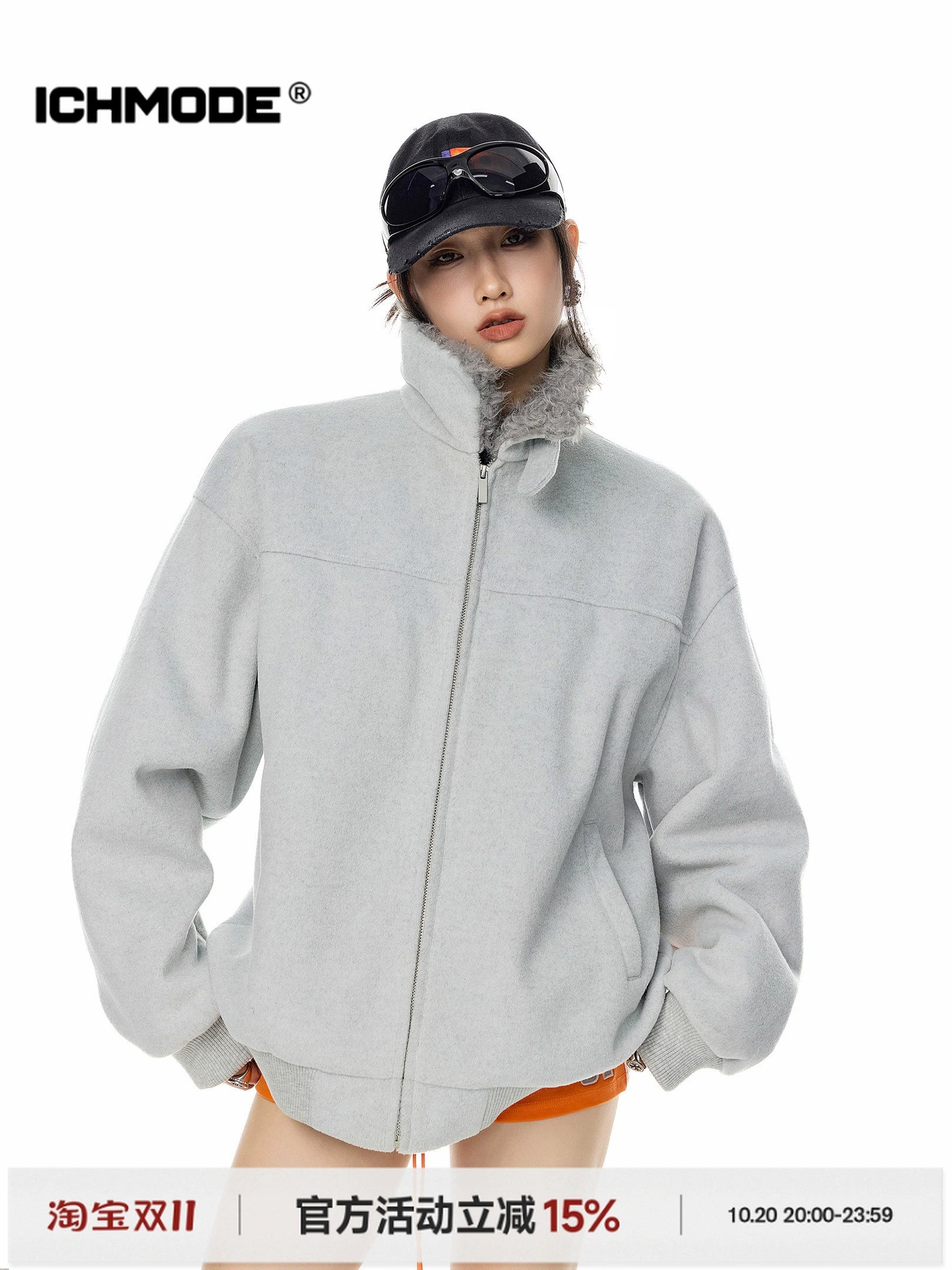 ICH MODE 美式复古毛领翻领棉服女2025新款冬季宽松防寒棉衣外套