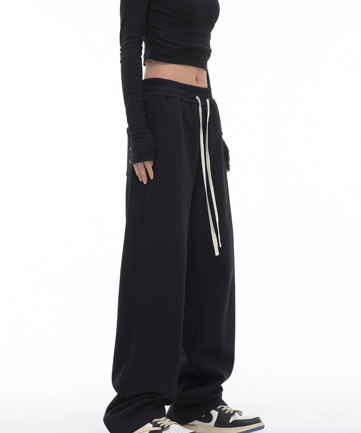 ICH MODE 340G运动裤女高腰直筒裤休闲裤2025新款夏季薄款裤子女