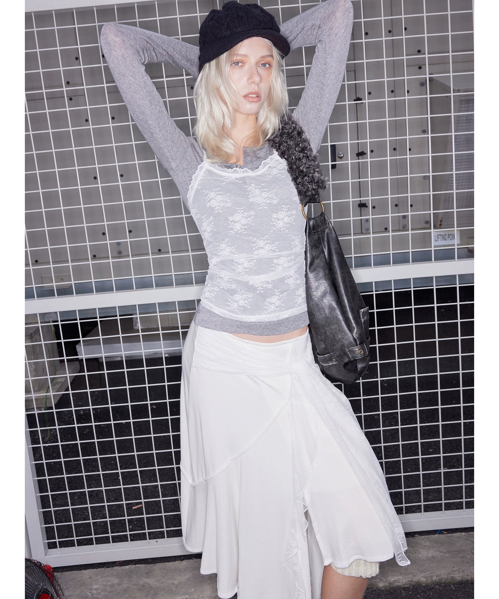 2th Desire莱赛尔蕾丝撞色拼接真两件羊毛针织长袖打底内搭上衣女