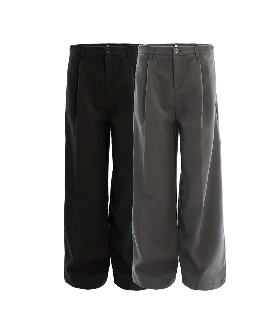 潮WOO专属TERRAINCOGNITA宽松绒感毛呢西裤百搭垂感长裤阔腿裤男