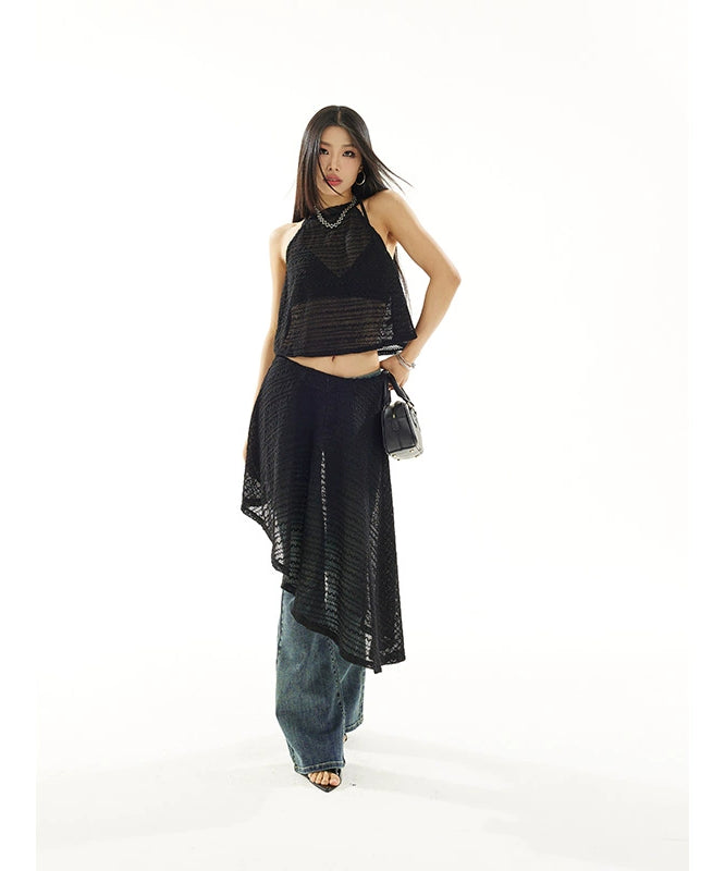 【5/20 20点原创新品9折】野生zero“雅致名媛”系带背心半裙套装