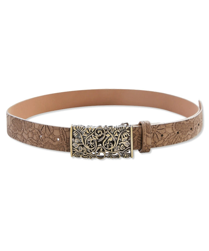 野生zerocircle复古棕色皮带女免打孔高级设计感小众装饰细腰裤带