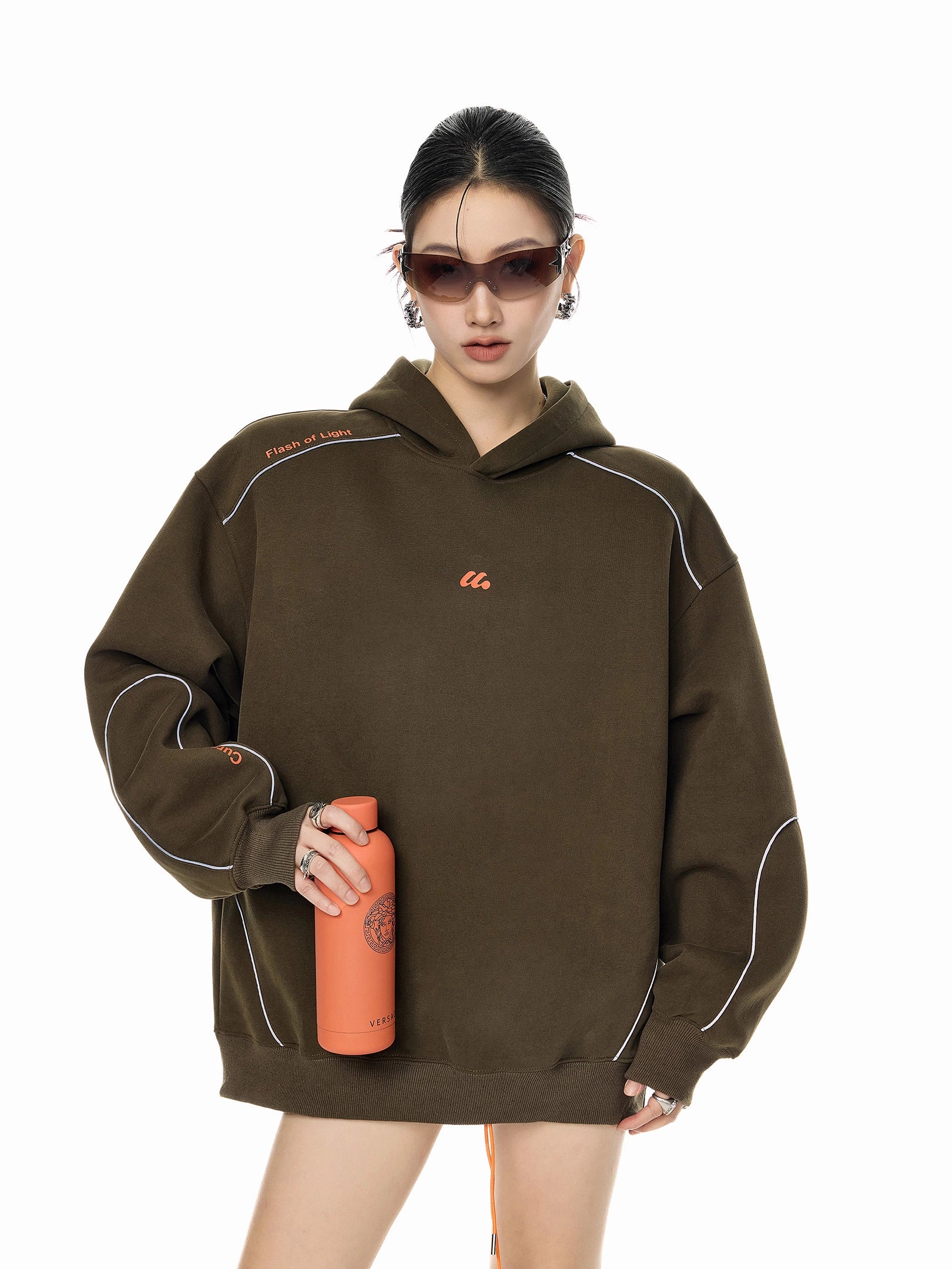 ICH MODE 美式复古宽松连帽卫衣女新款秋冬宽松运动上衣帽衫外套