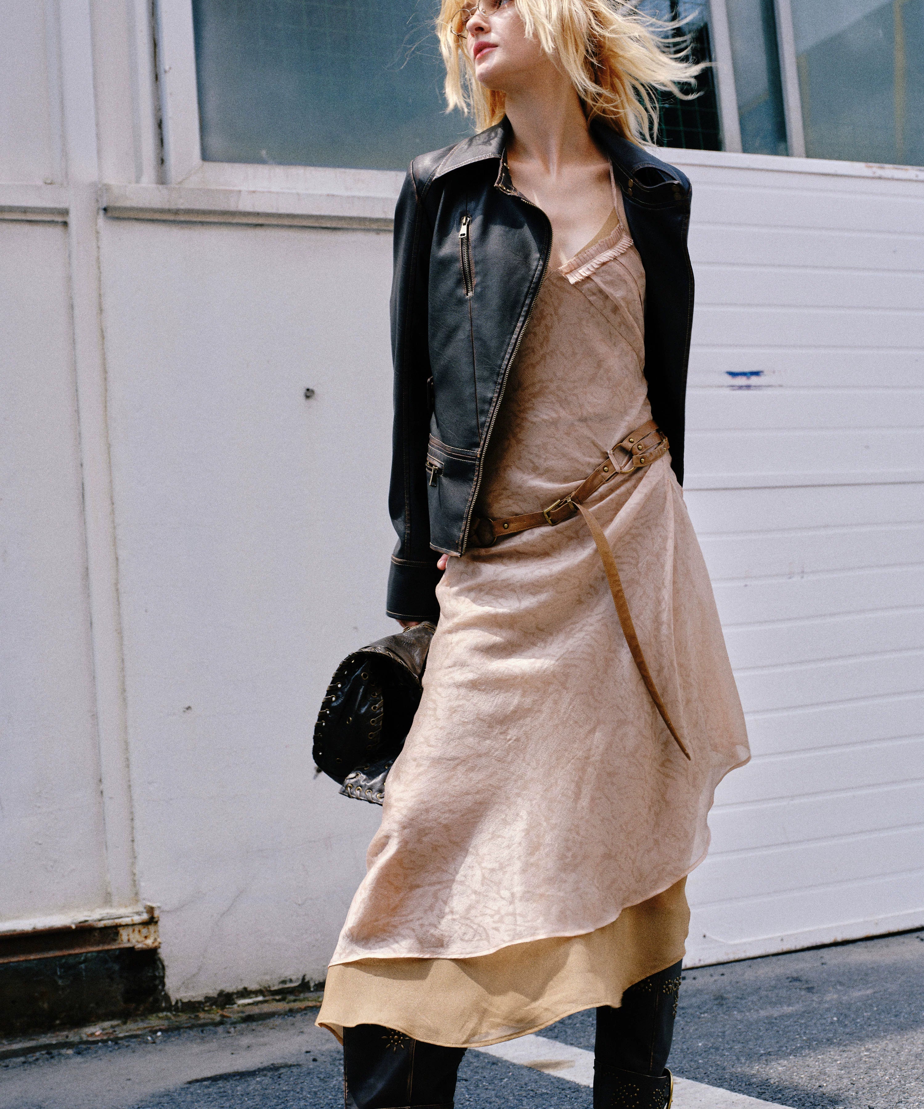 2th Desire美式复古辣妹修身机车服设计感朋克短款皮夹克外套上衣