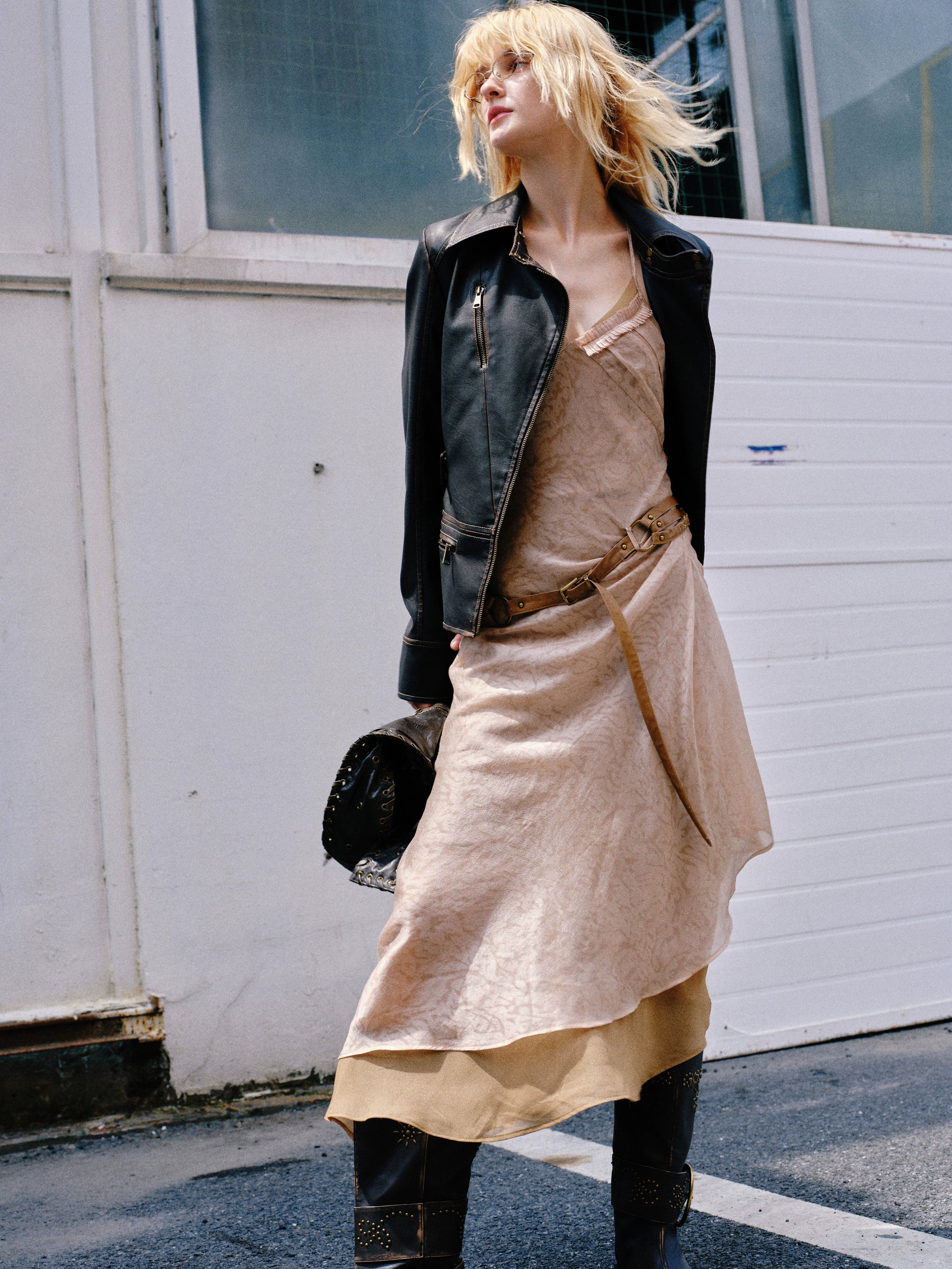 2th Desire美式复古辣妹修身机车服设计感朋克短款皮夹克外套上衣