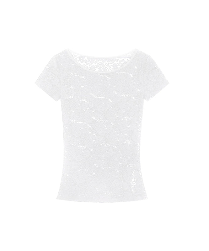 野生zero白黑色蕾丝衫女夏季辣妹小众设计感修身显瘦薄款短袖上衣