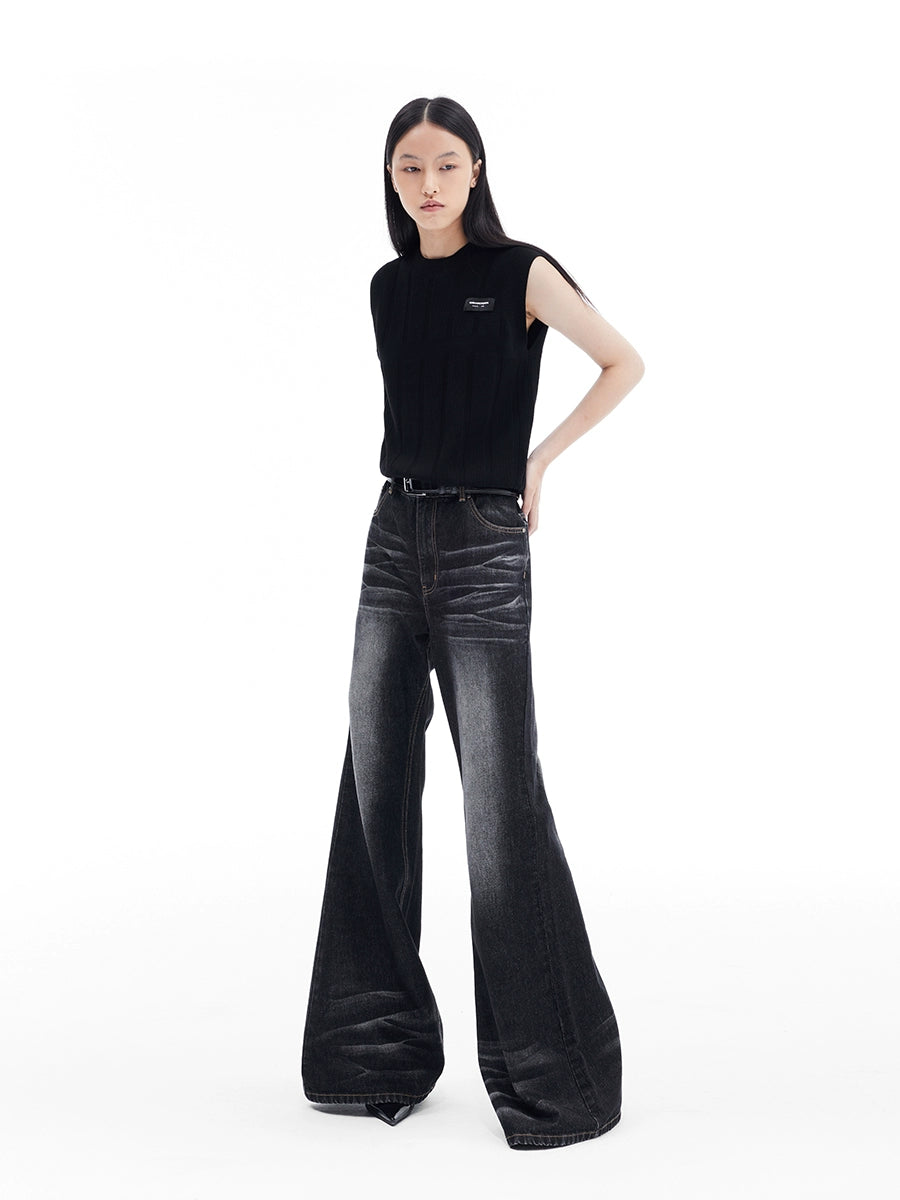 水洗黑微喇叭复古牛仔裤百搭休闲裤男女同款TERRAINCOGNITA