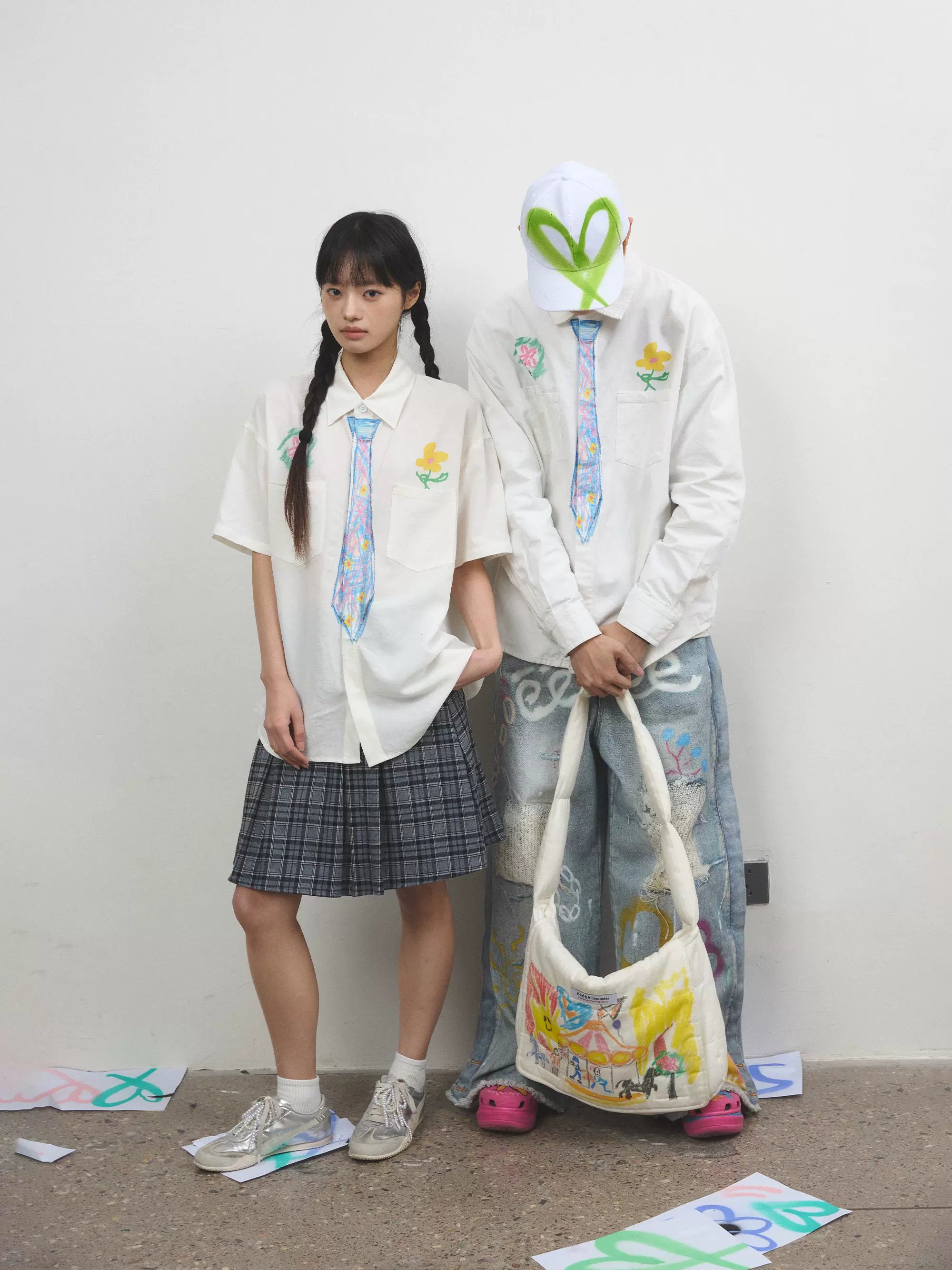 “豆蔻”| eeee创意趣味手绘涂鸦领带衬衣少年感追梦短袖衬衫版夏