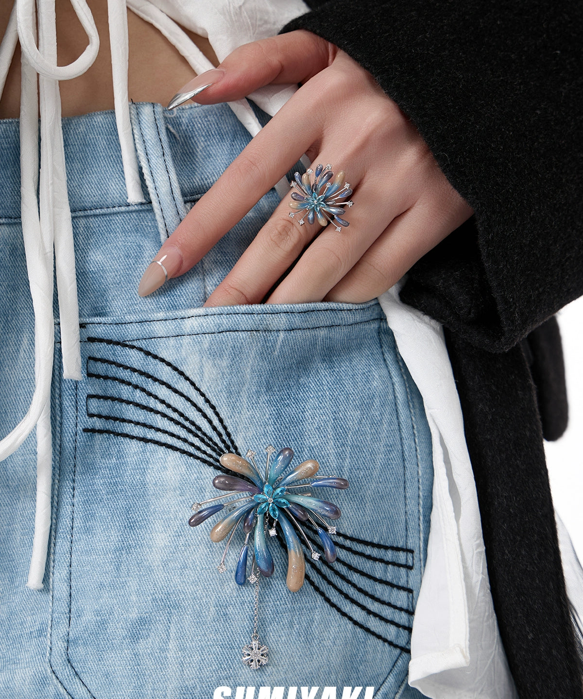 人手一个! SUMIYAKI 纯手工烟花胸针春夏包挂西装外套别针配饰女