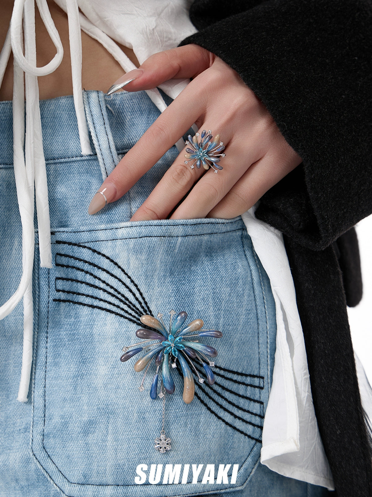 人手一个! SUMIYAKI 纯手工烟花胸针春夏包挂西装外套别针配饰女