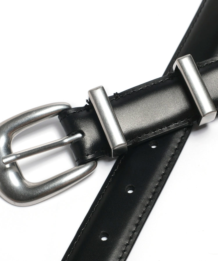 头层牛皮/棕麂皮银扣复古老钱风细款男女腰带TERRAINCOGNITA