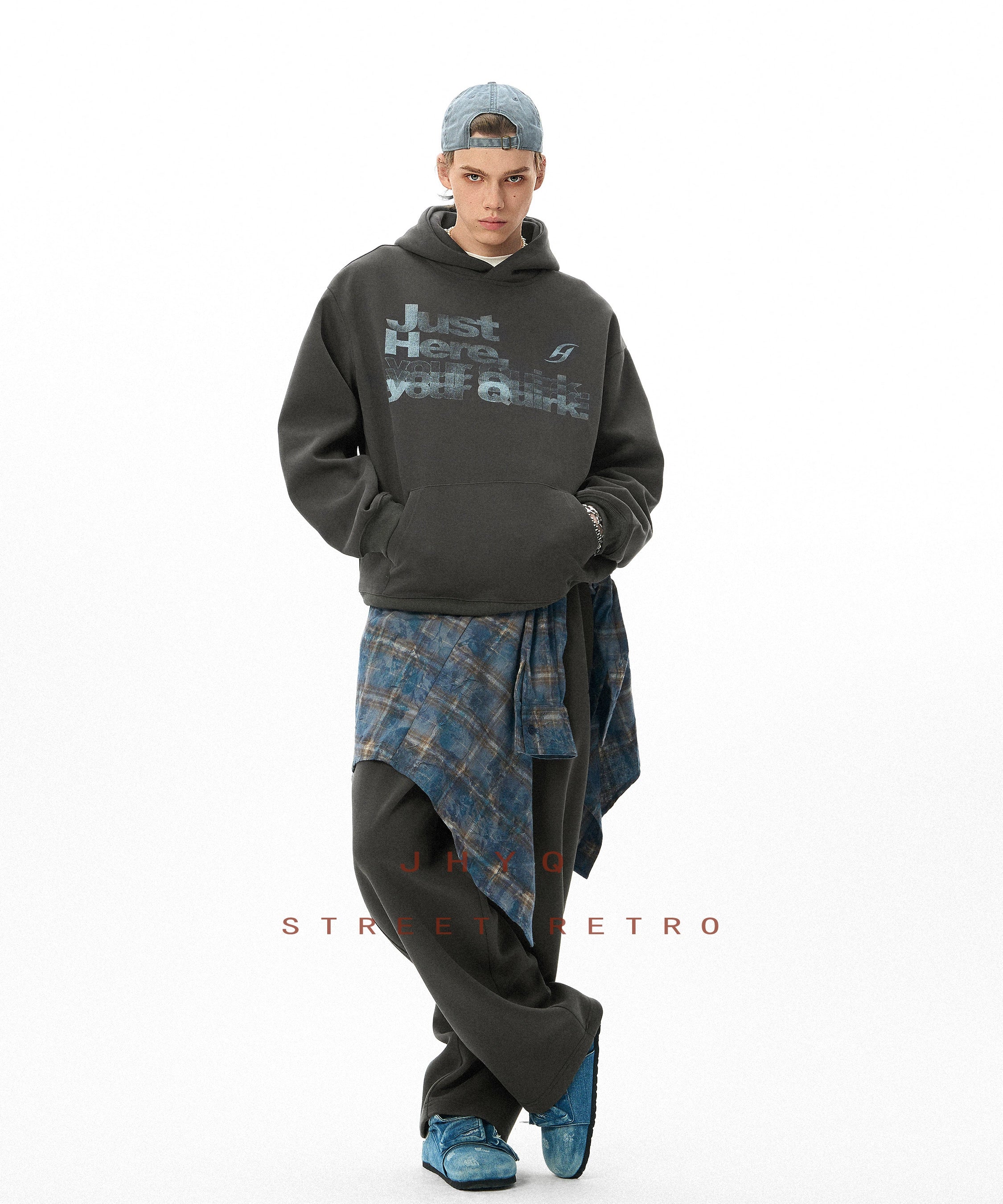 【就在这里，你的怪癖】JHYQ印花创意连帽卫衣男宽松情侣帽衫外套