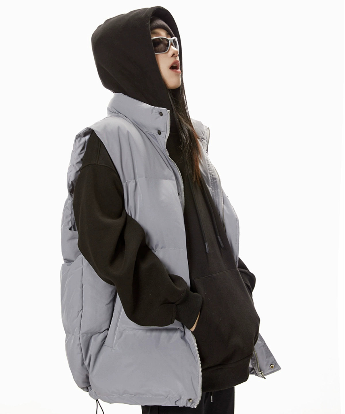 ICH MODE 美式复古棉马甲女秋冬季宽松夹棉外套棉服棉衣加厚背心