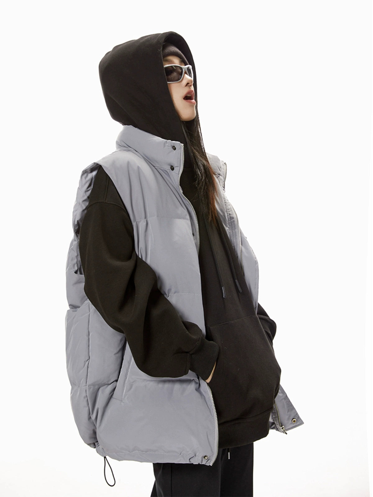 ICH MODE 美式复古棉马甲女秋冬季宽松夹棉外套棉服棉衣加厚背心