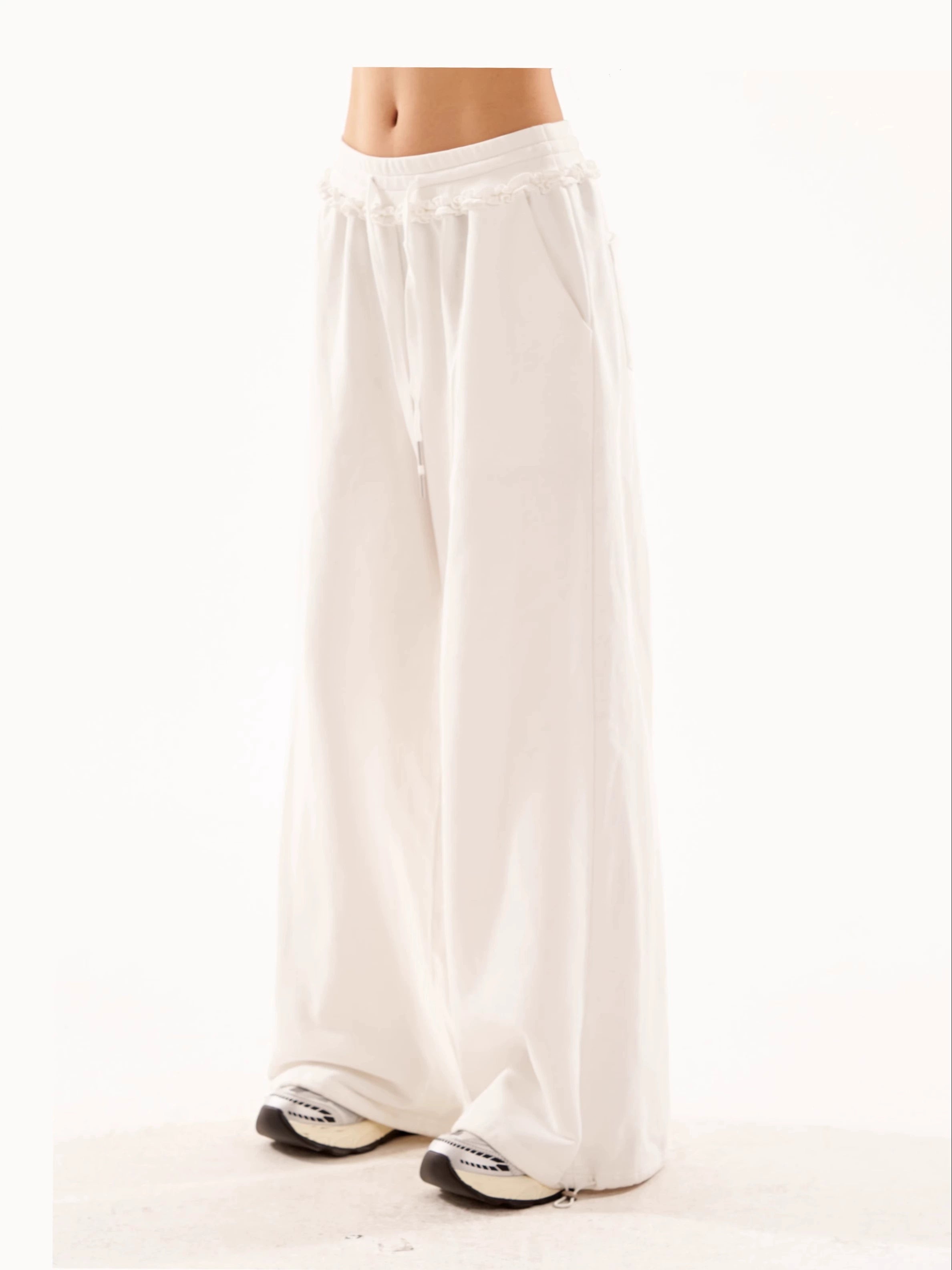 野生zero白黑灰色休闲裤女秋冬显瘦宽松慵懒风松弛感阔腿直筒裤子