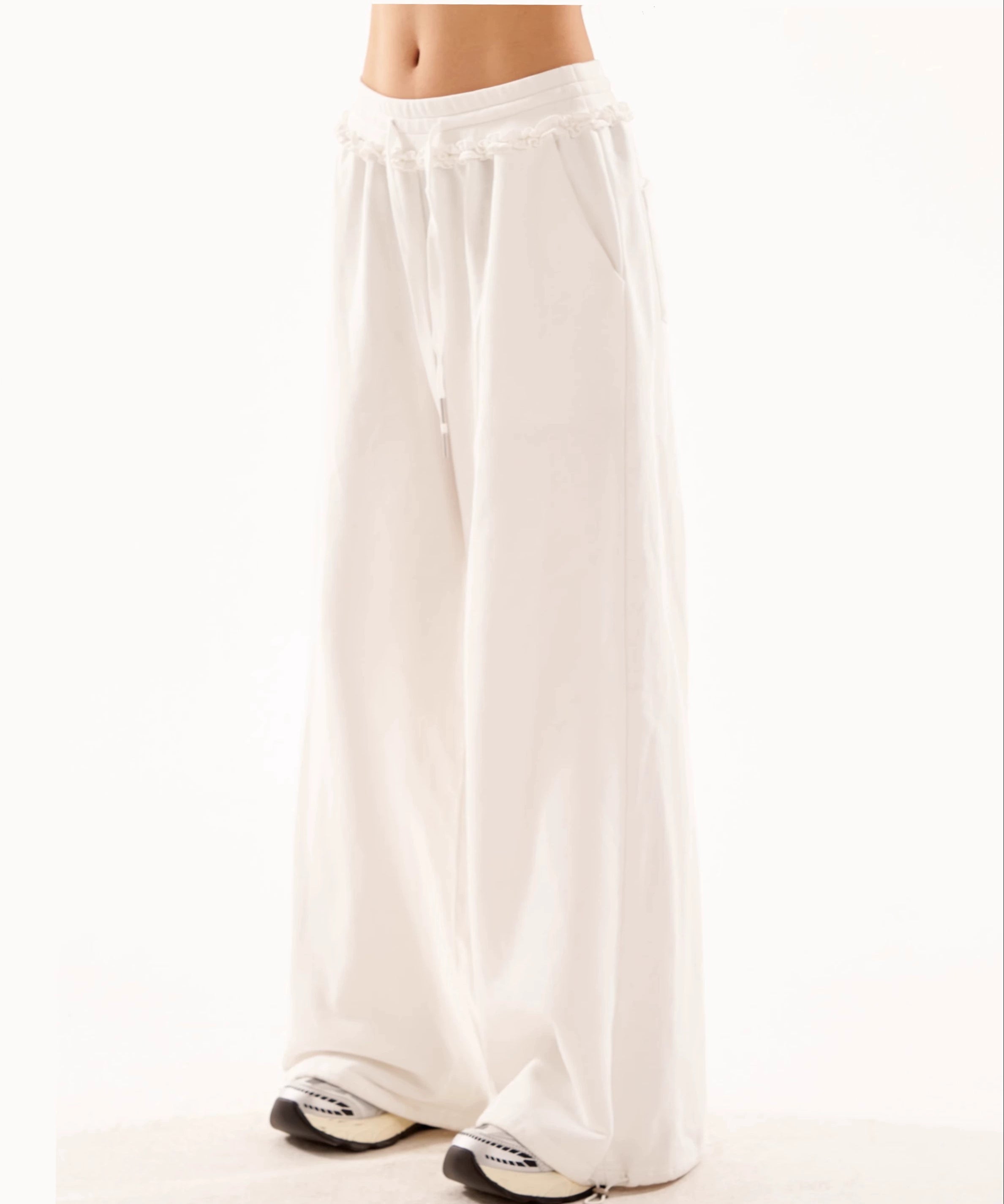 野生zero白黑灰色休闲裤女秋冬显瘦宽松慵懒风松弛感阔腿直筒裤子