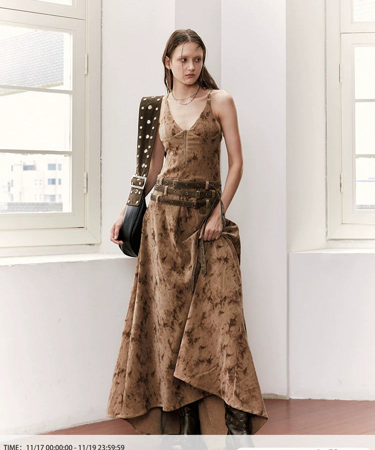 2th Desire原创流浪风复古美拉德丝绒连衣裙女春夏背心吊带长裙