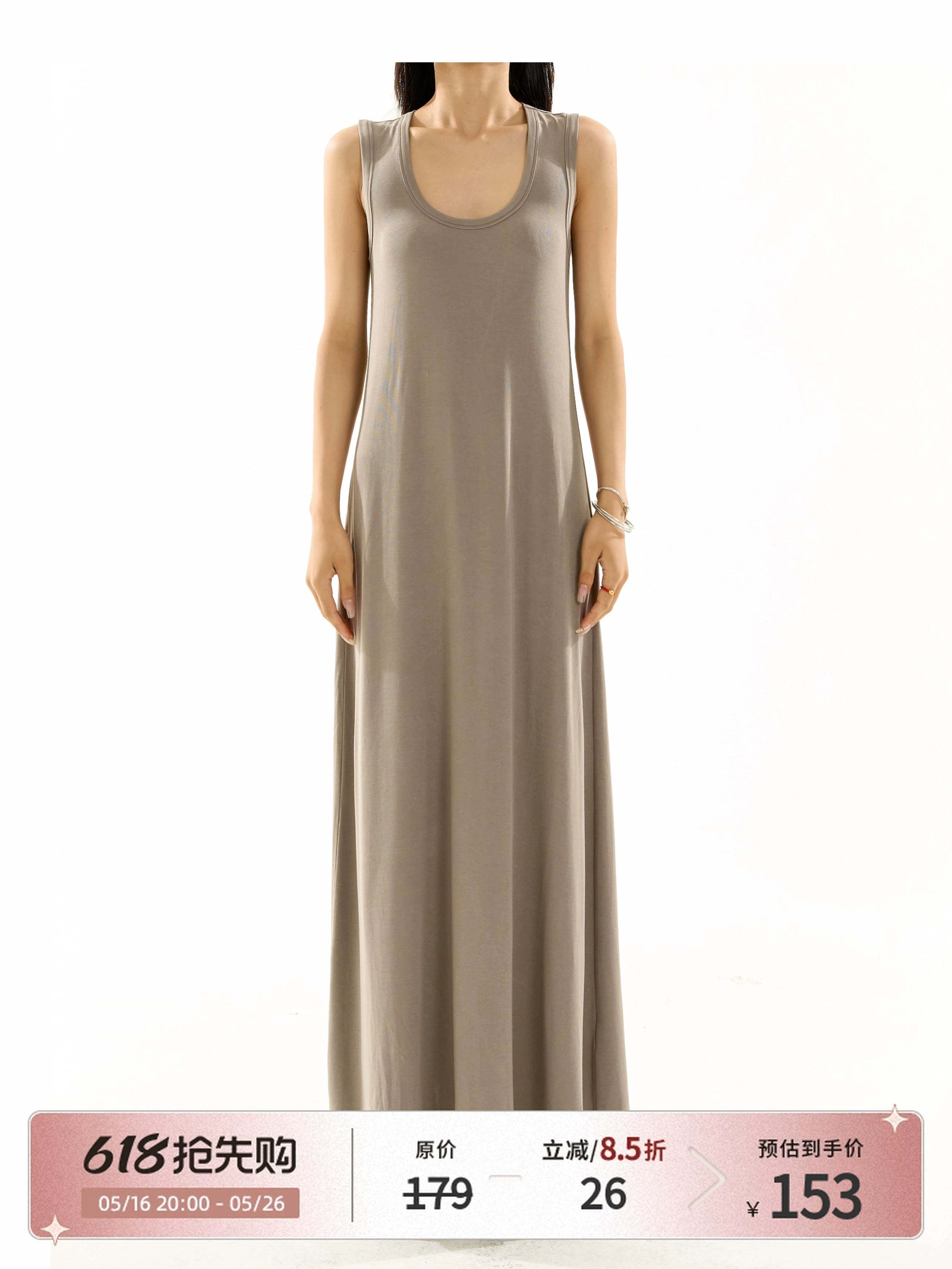 野生zero黑灰色镂空无袖连衣裙女夏季小众设计宽松显瘦背心长裙子