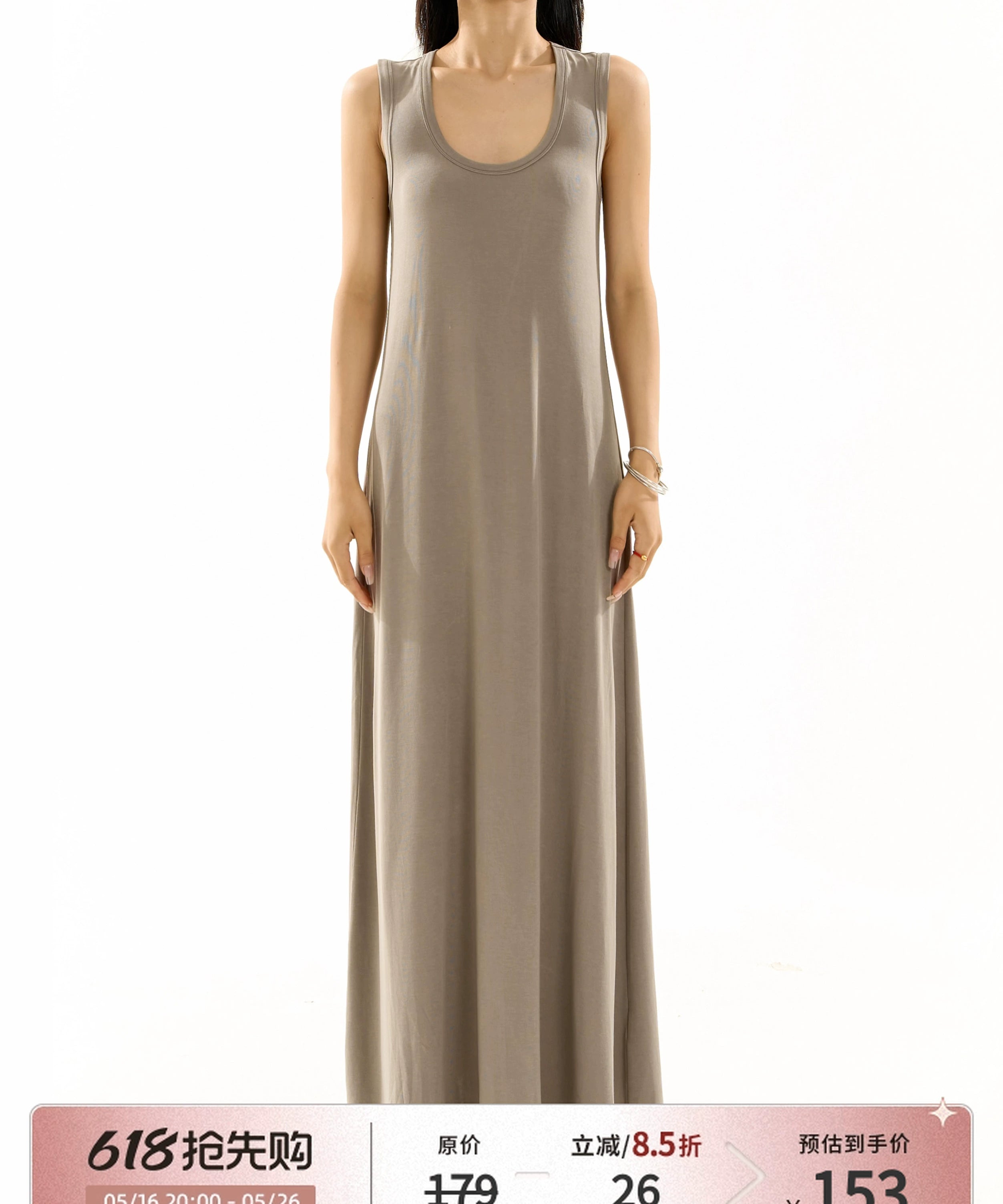 野生zero黑灰色镂空无袖连衣裙女夏季小众设计宽松显瘦背心长裙子