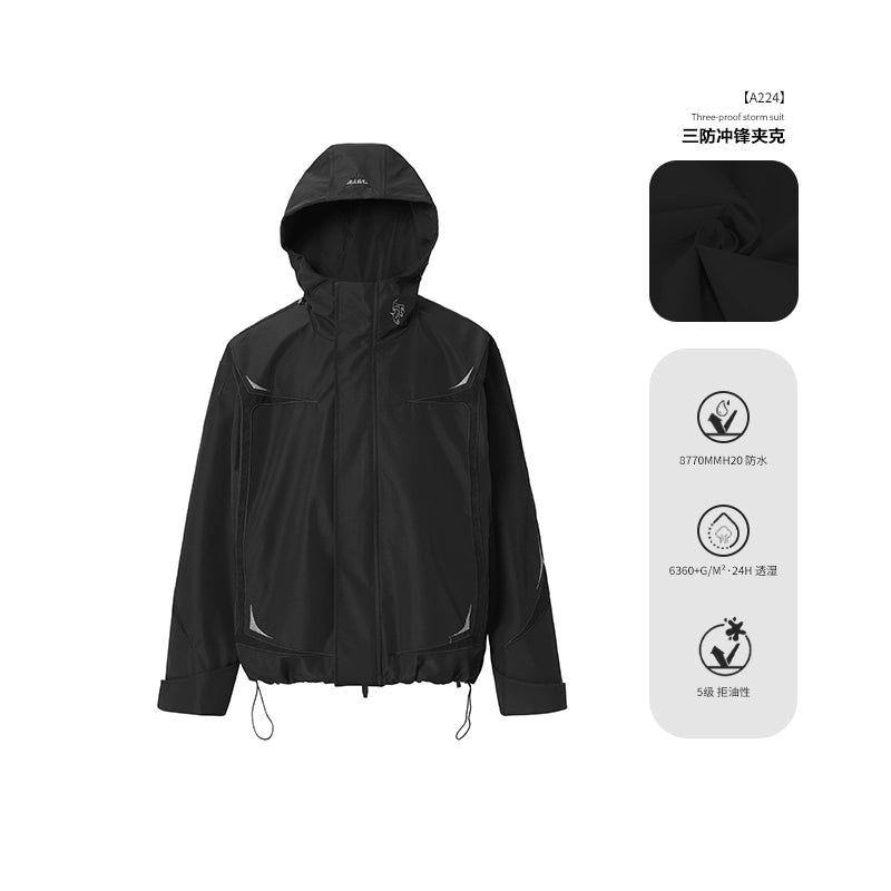 【檀健次同款】JHYQ户外连帽冲锋夹克衣服男宽松三防面料登山外套