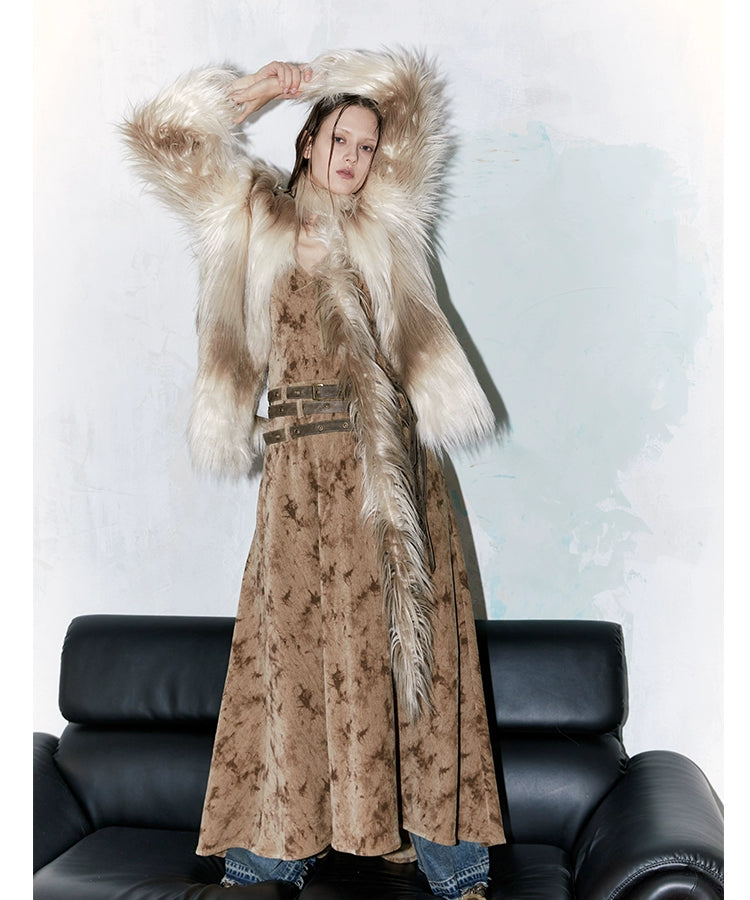 2th Desire原创环保皮草外套女秋冬毛绒保暖中长款加厚大衣外套