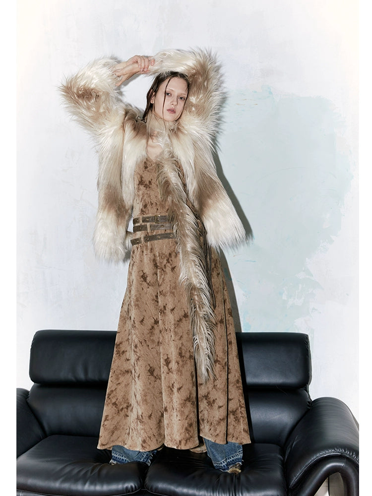 2th Desire原创环保皮草外套女秋冬毛绒保暖中长款加厚大衣外套