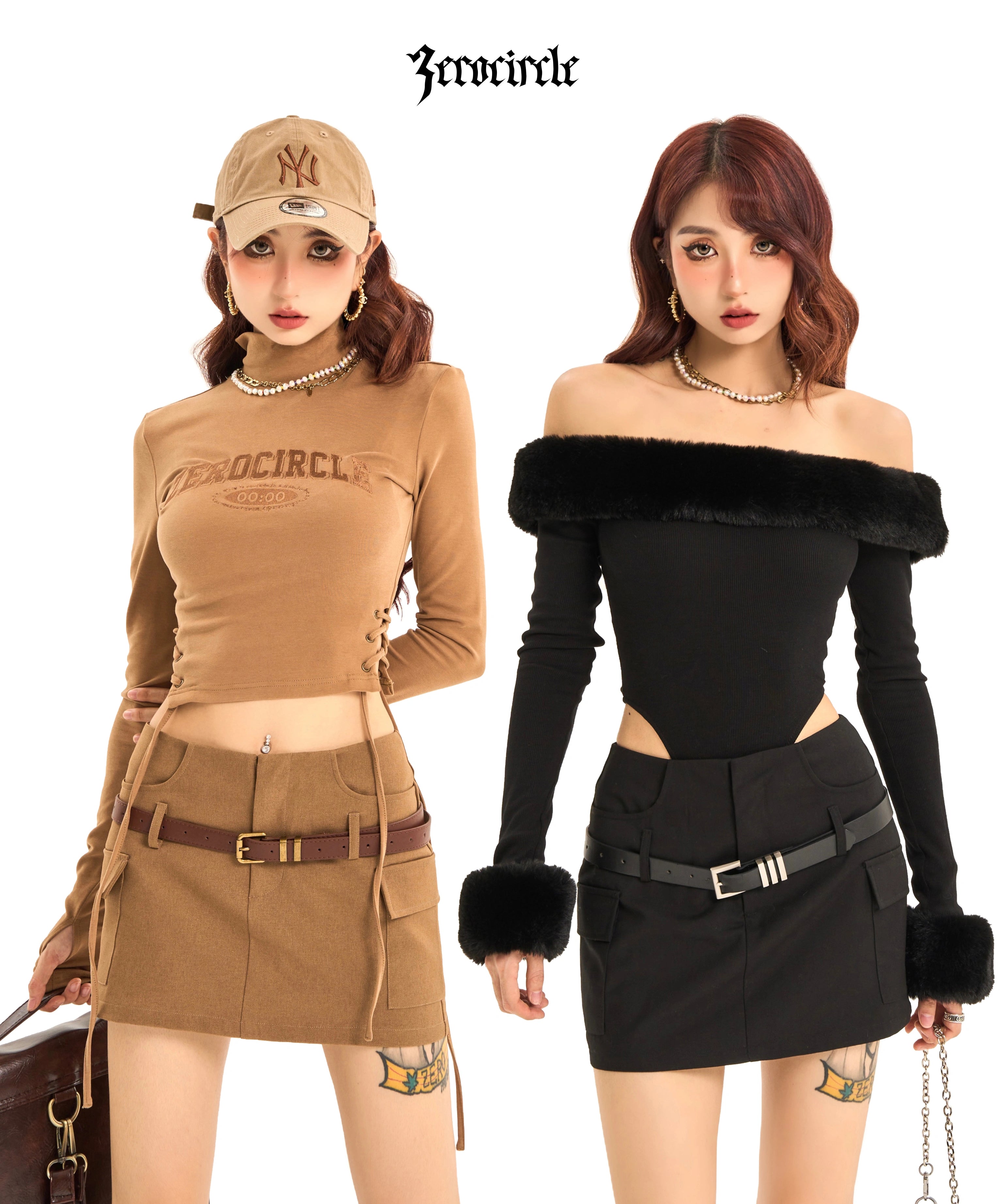 野生zerocircle黑棕色半身裙女夏季设计感辣妹修身显瘦包臀短裙子