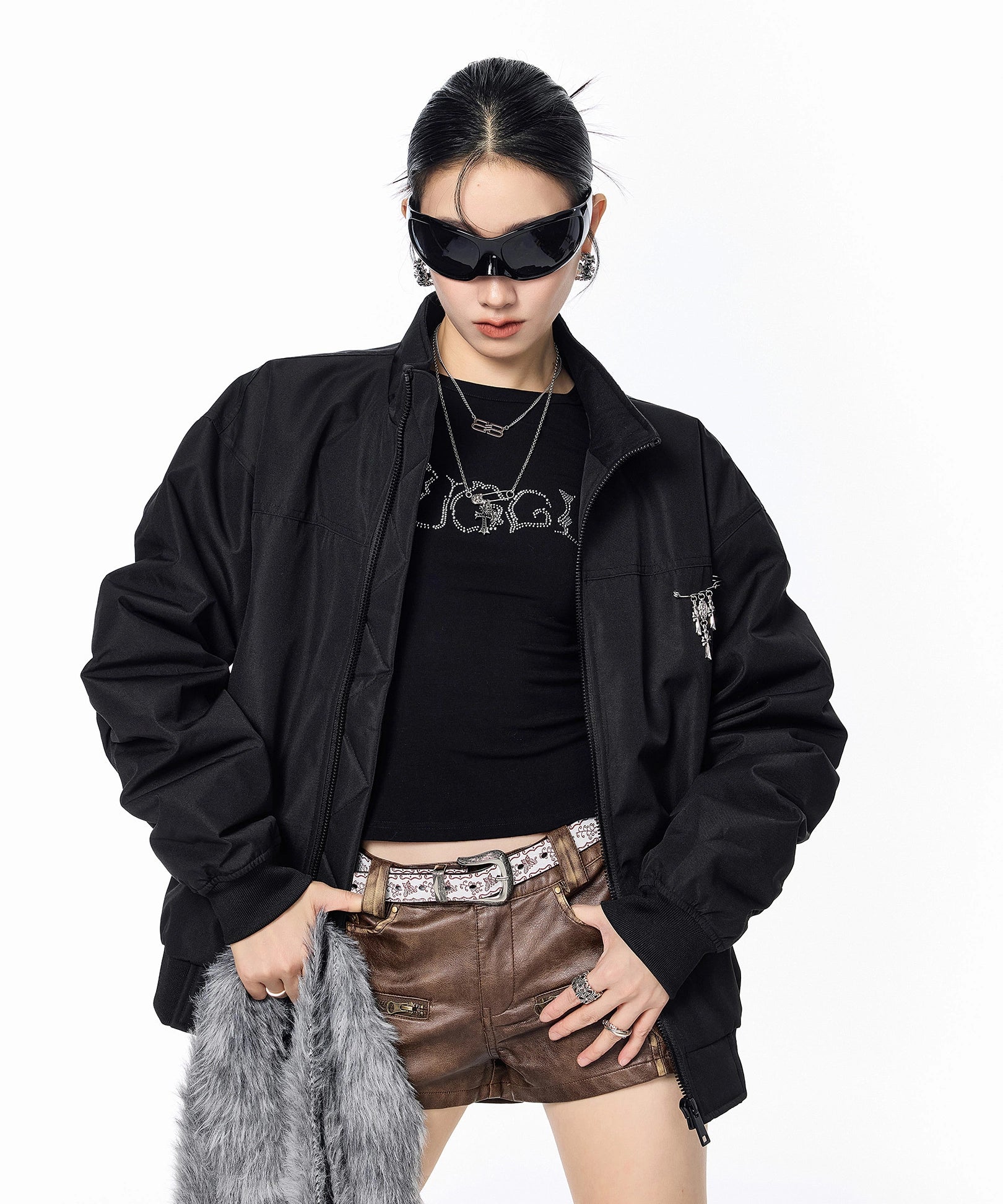 ICH MODE 90白鸭绒美式复古立领轻薄羽绒服女秋冬季保暖夹克外套