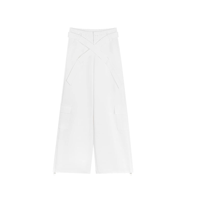 野生zerocircle白黑灰色休闲裤女夏小众低腰显瘦宽松阔腿直筒裤子